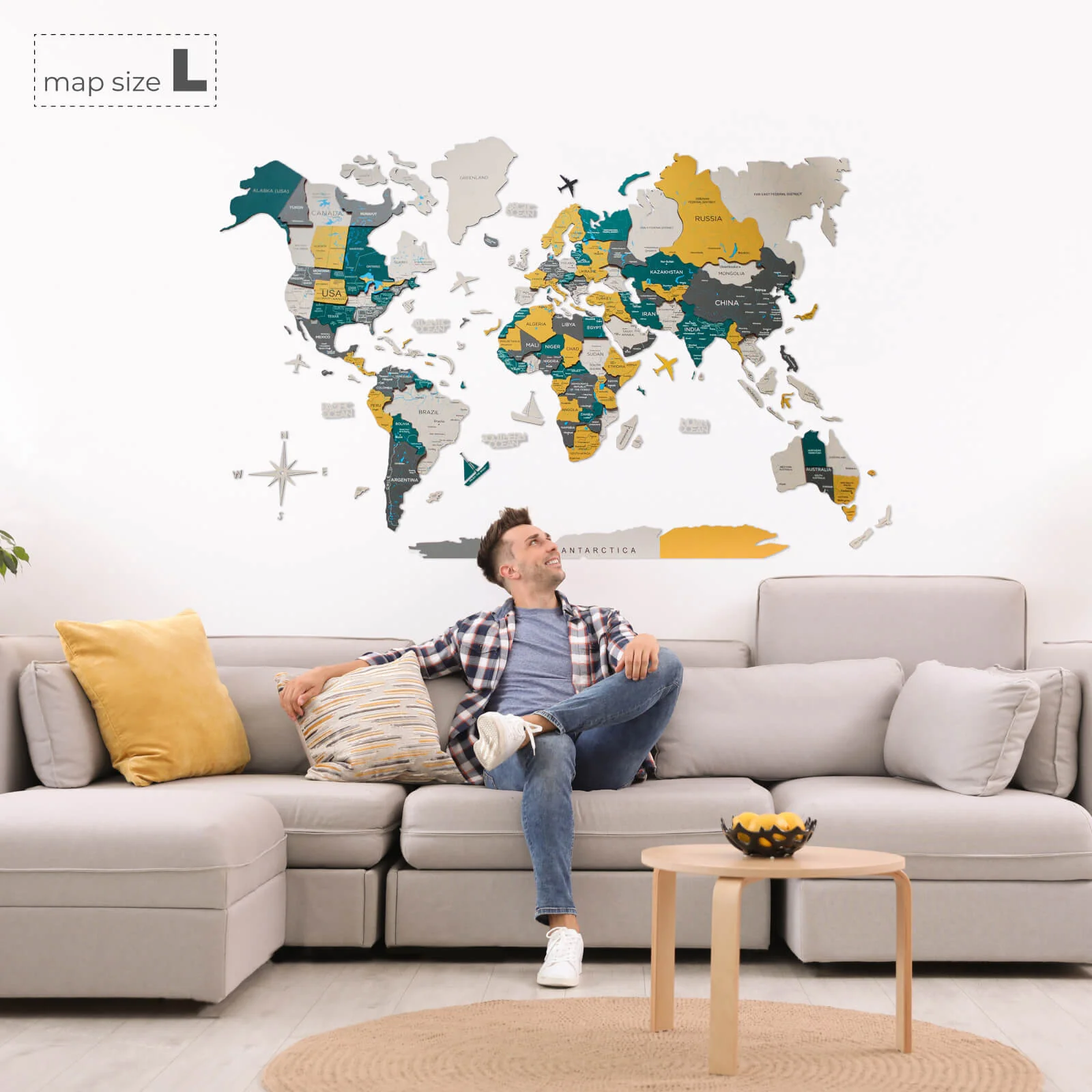 3D Wooden World Map Country - Image 7