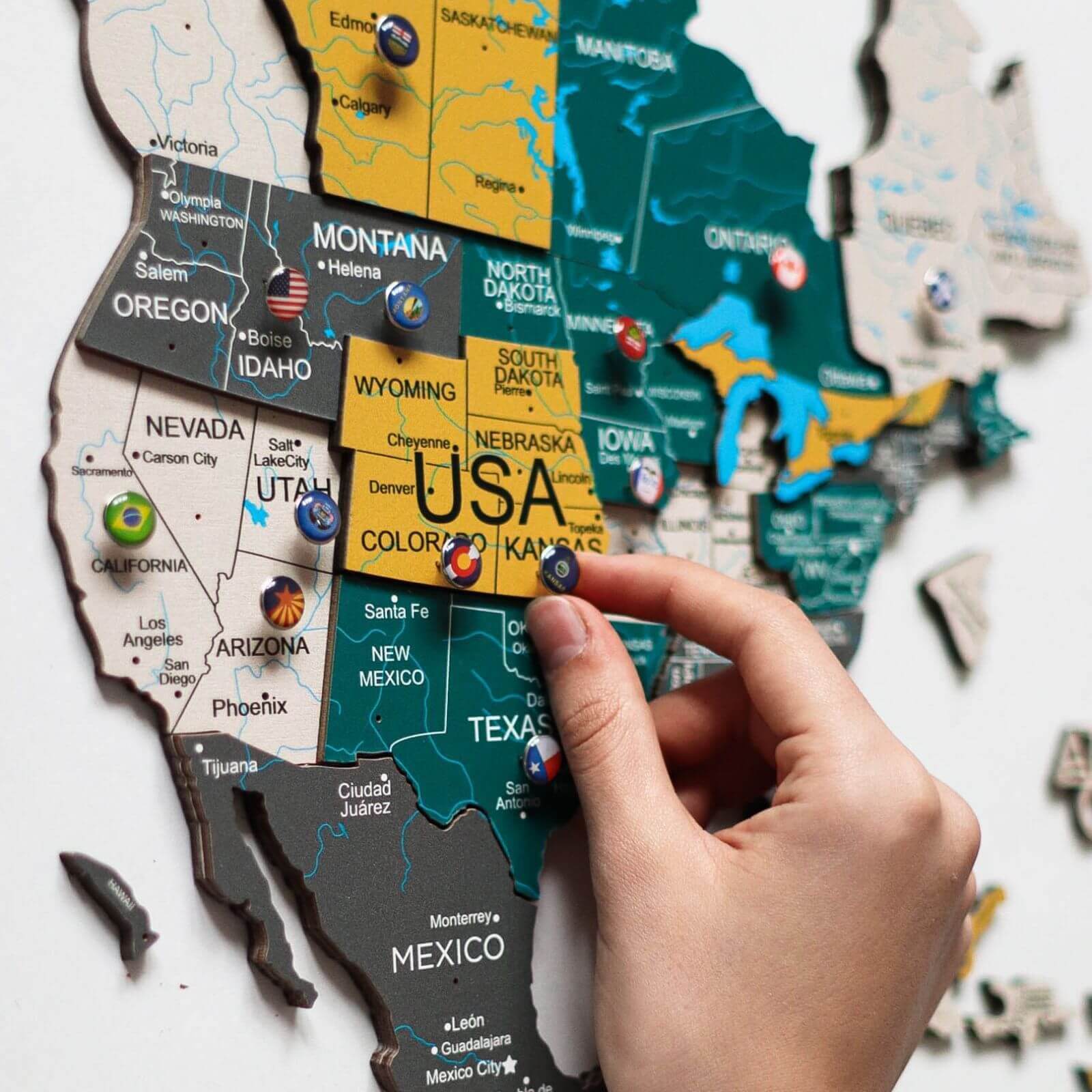 3D Wooden World Map Country - Image 8