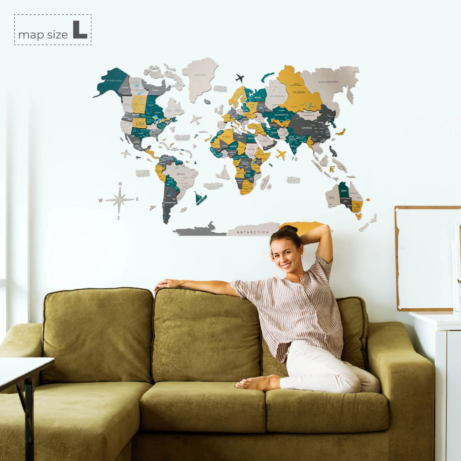 3D Wooden World Map Country - Image 9