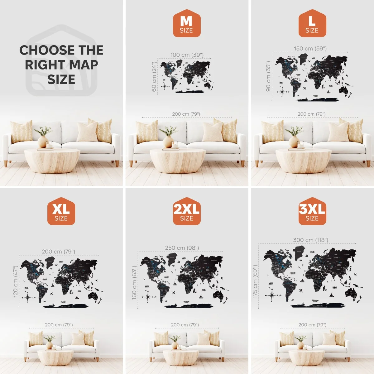 3D Wooden World Map Midnight - Image 13