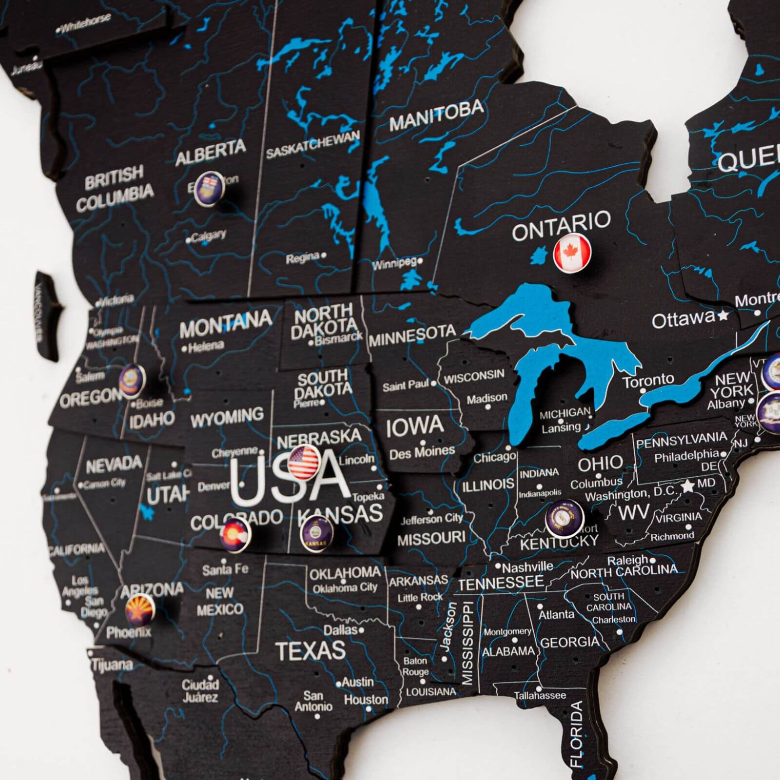 3D Wooden World Map Midnight - Image 5