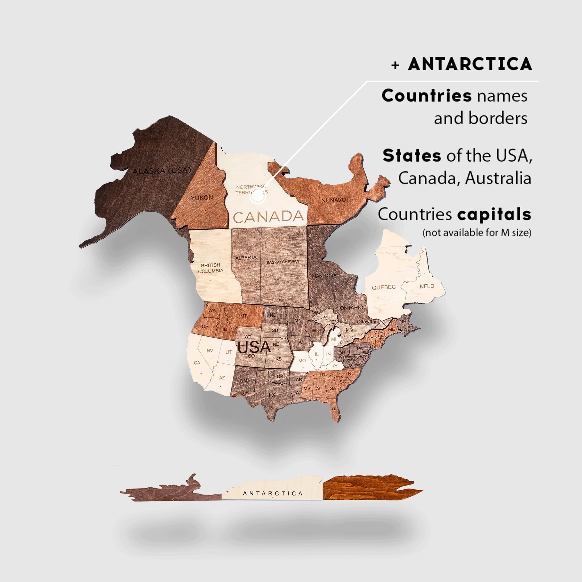 3D Wooden World Map Multicolor (for US only) - Image 3
