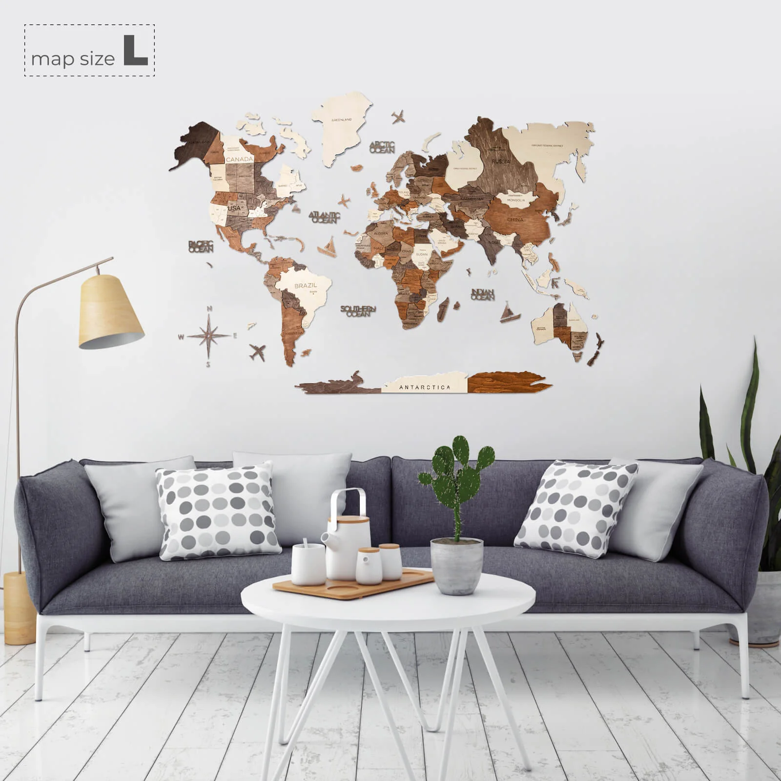 3D Wooden World Map Multicolor (for US only) - Image 5