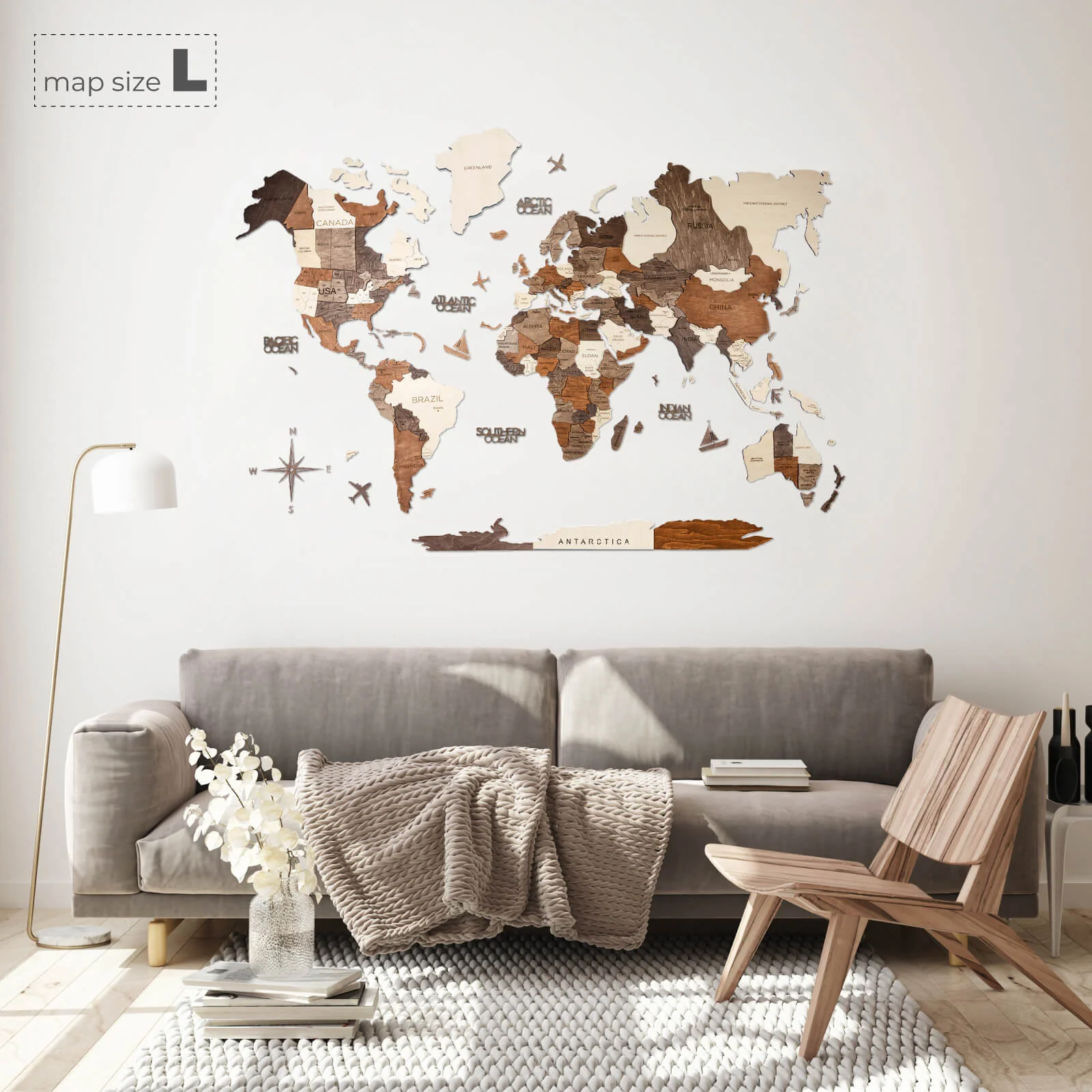 3D Wooden World Map Multicolor (for US only) - Image 7