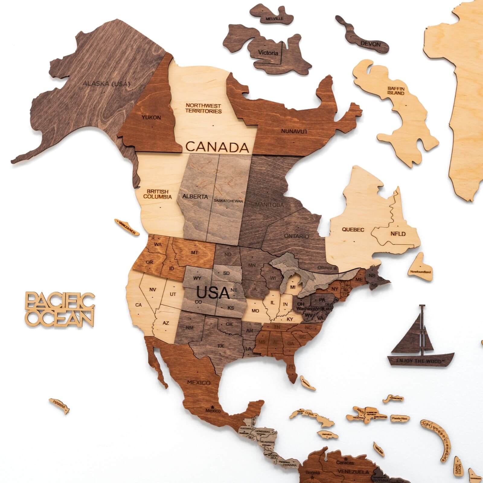 3D Wooden World Map Multicolor (for US only) - Image 9