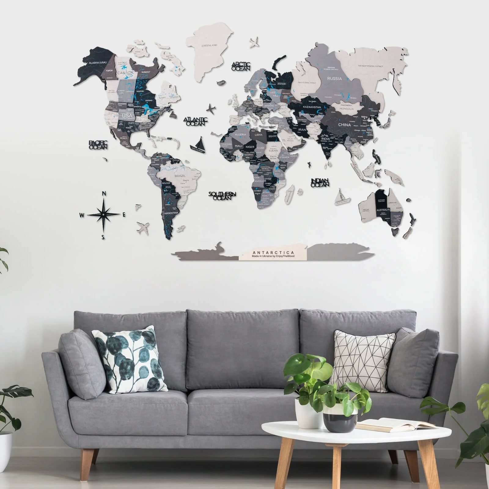 3D Wooden World Map Nordik - Image 5