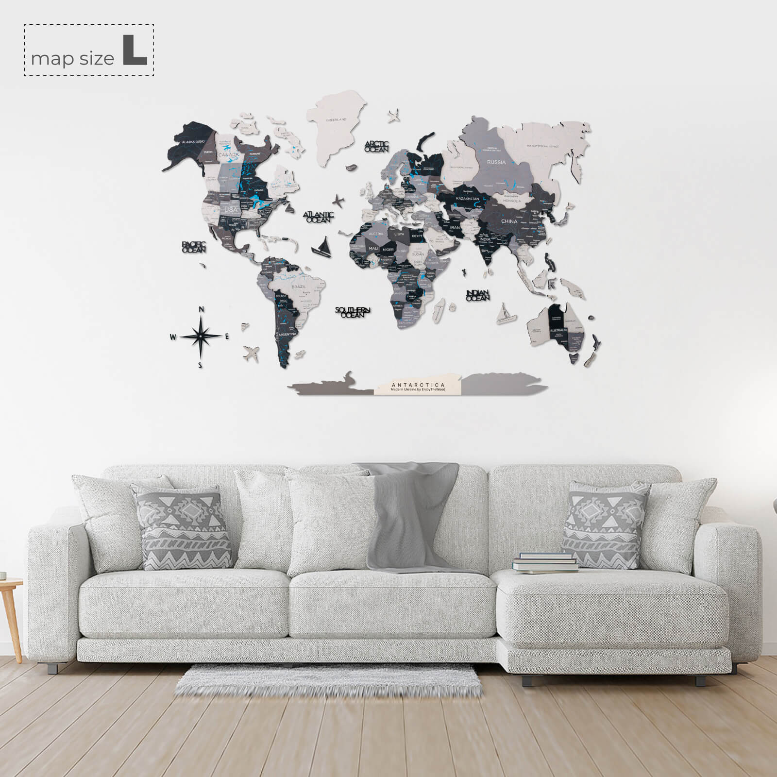 3D Wooden World Map Nordik (for US only) - Image 4