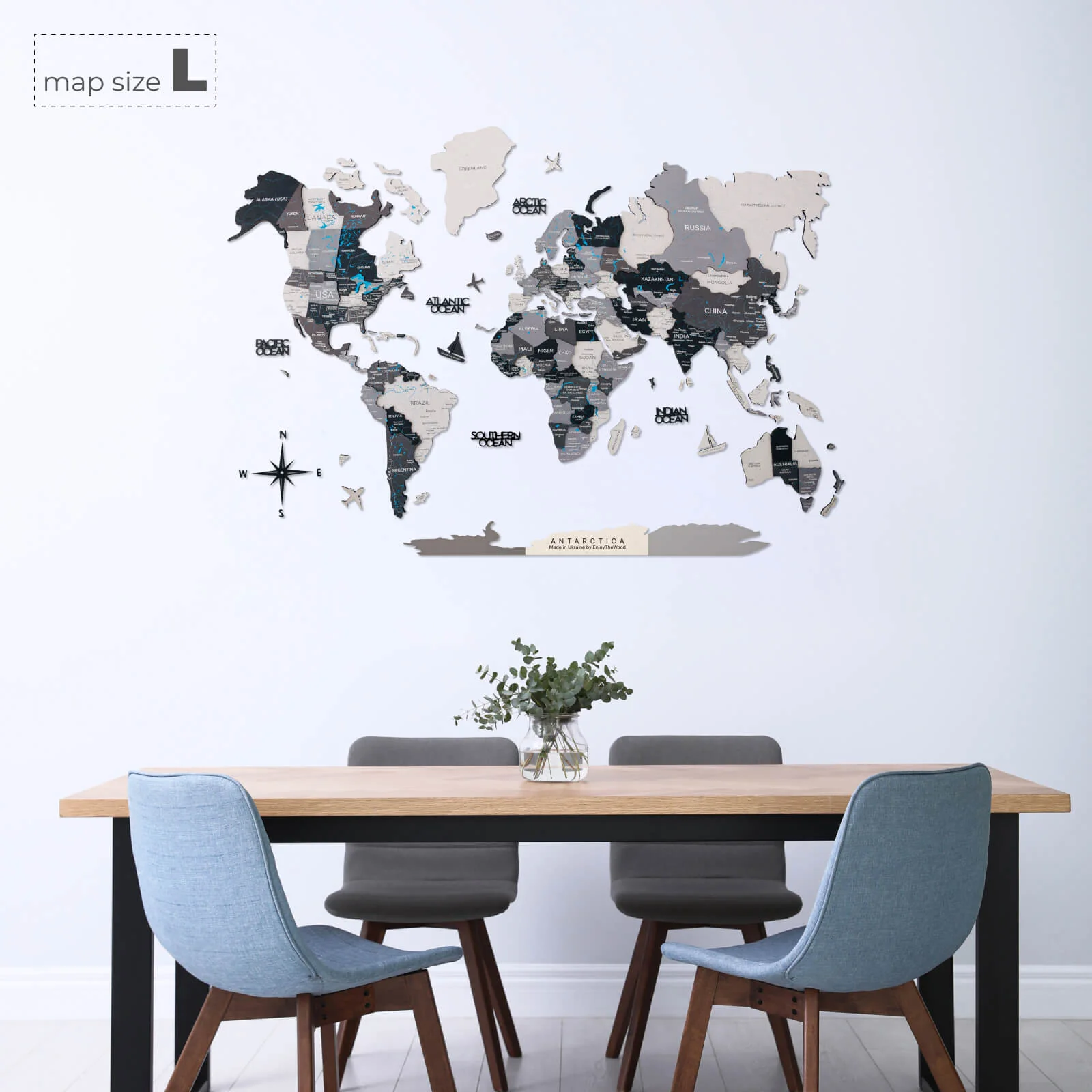 3D Wooden World Map Nordik (for US only) - Image 7
