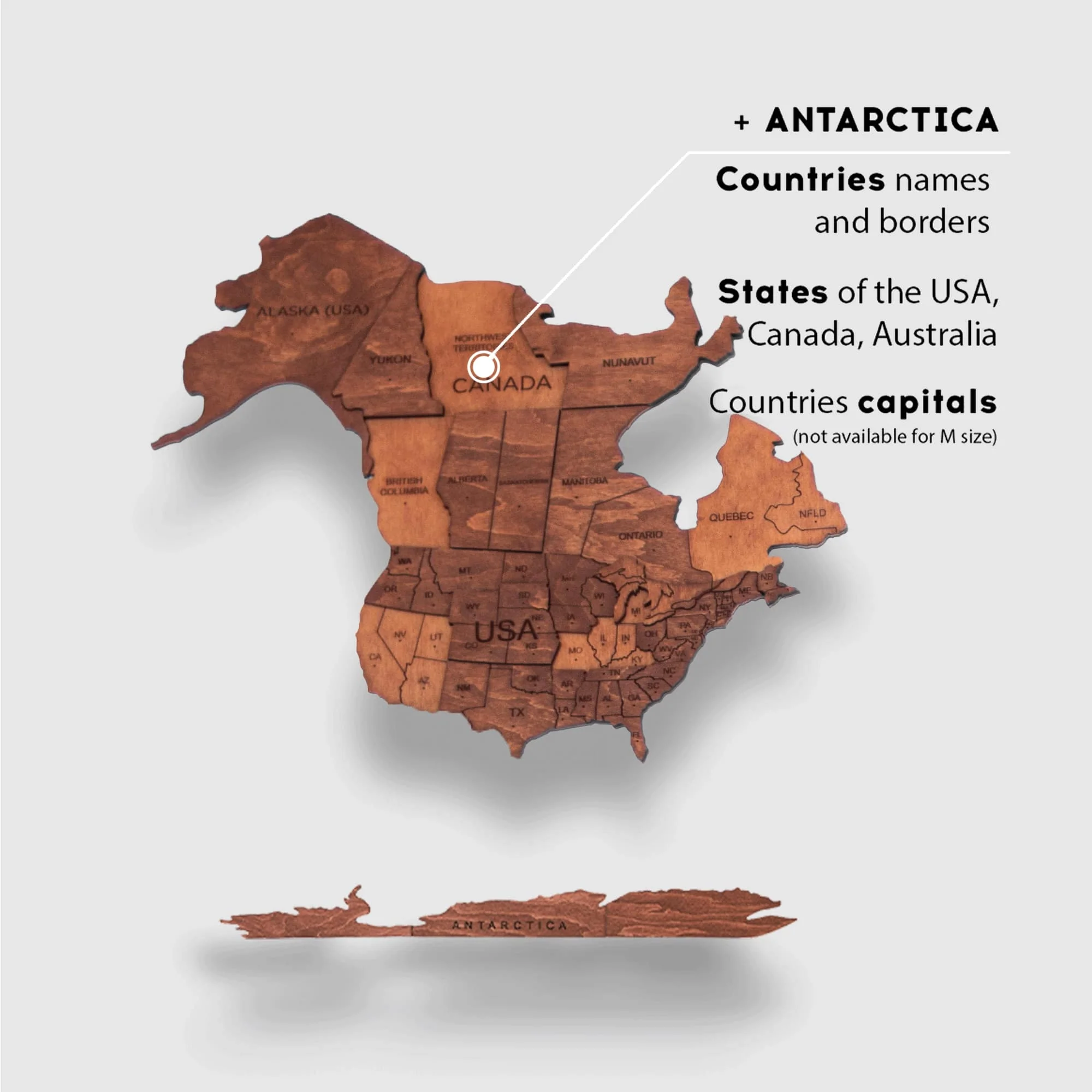 3D Wooden World Map Oak (for US only) - Image 3