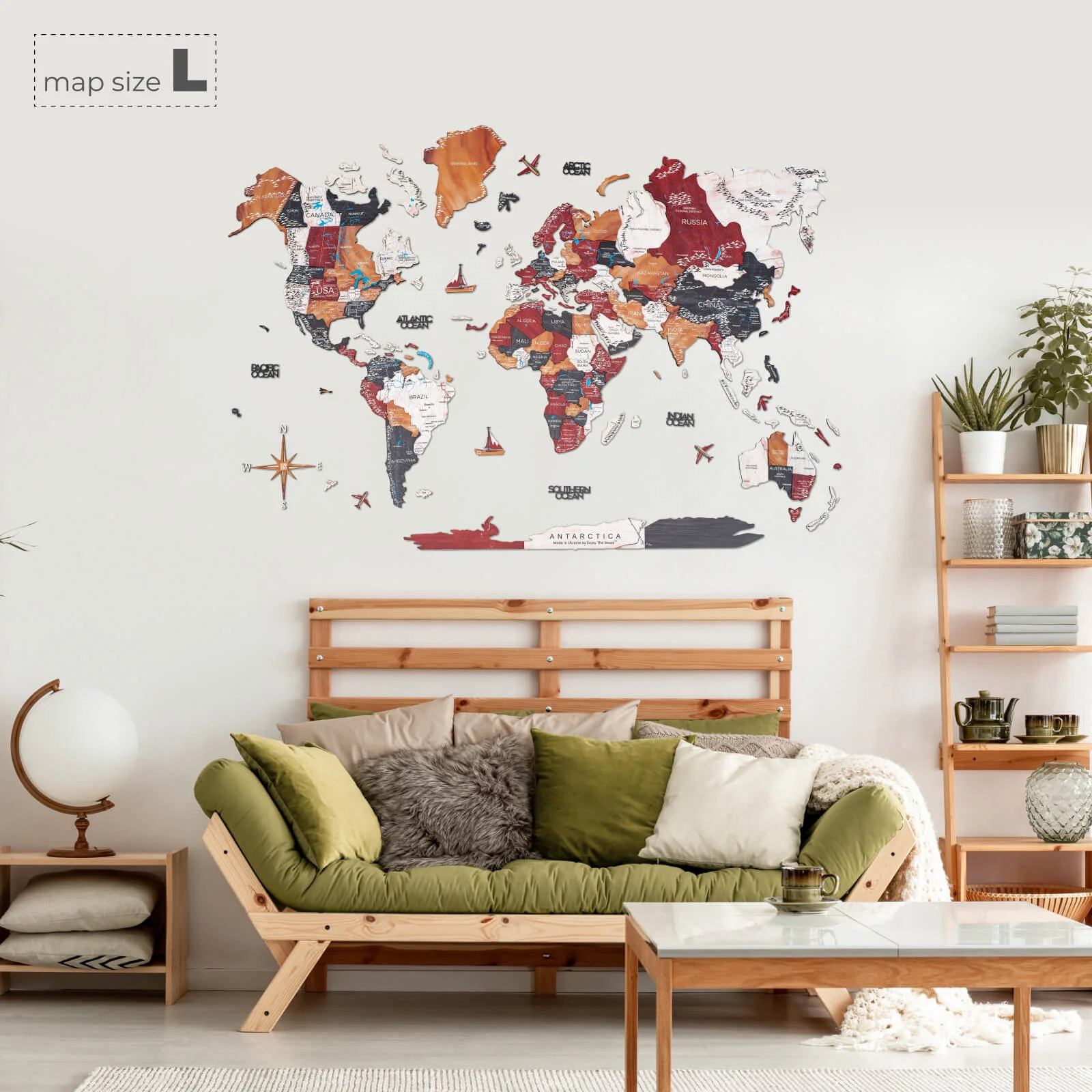 3D Wooden World Map Onyx - Image 6