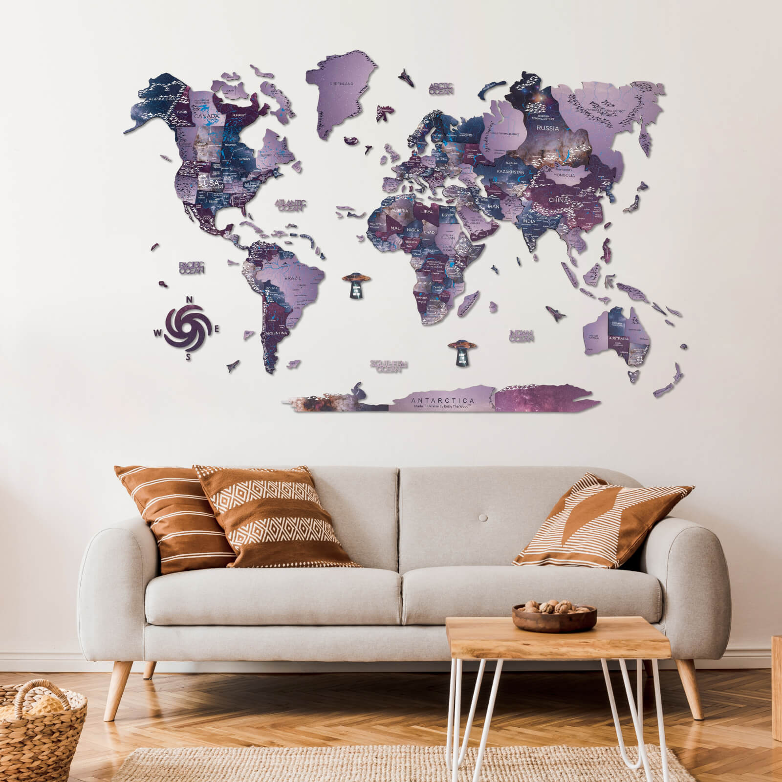 3D Wooden World Map Sirius - Image 8