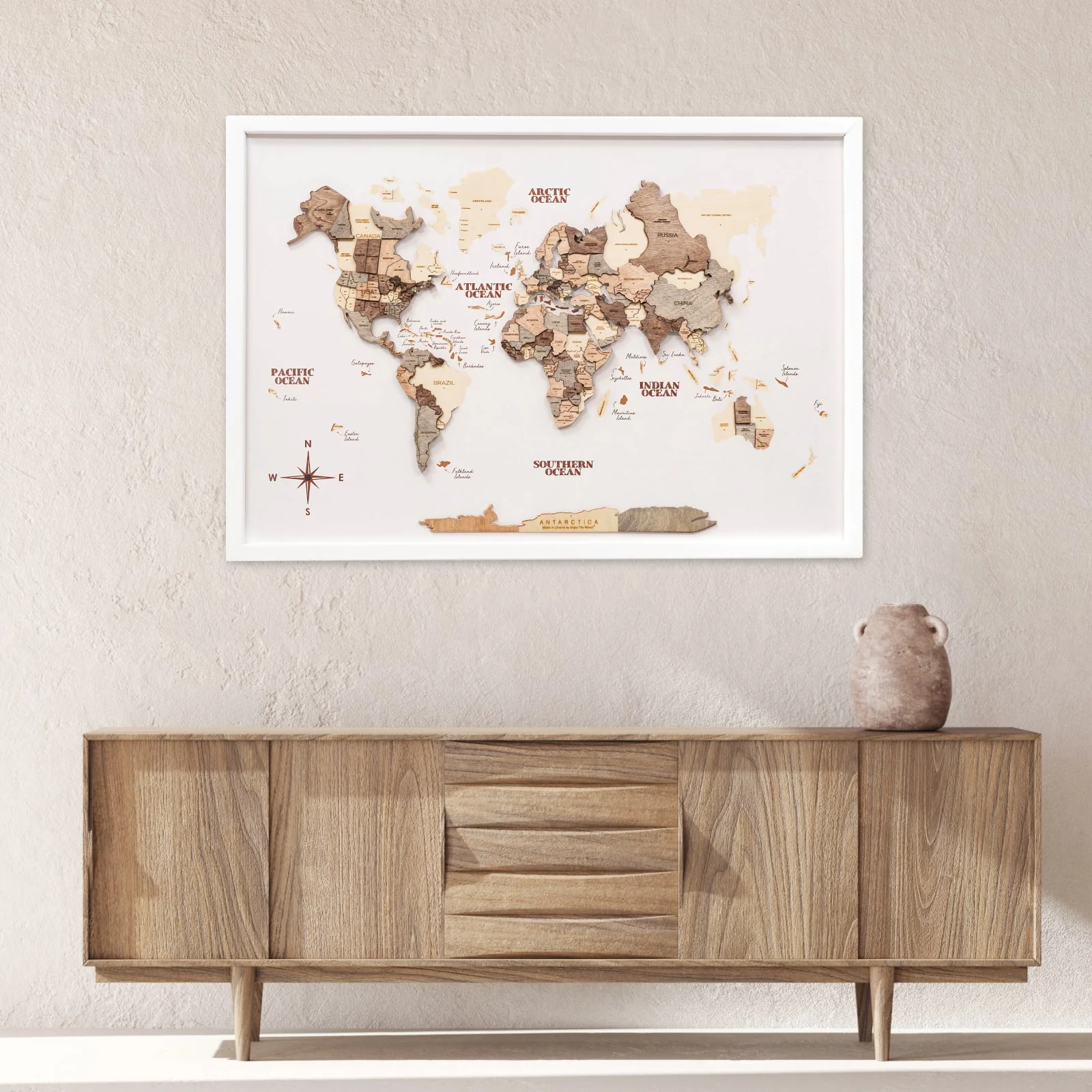 3D Wooden Panel World Map - Smokey - Image 11