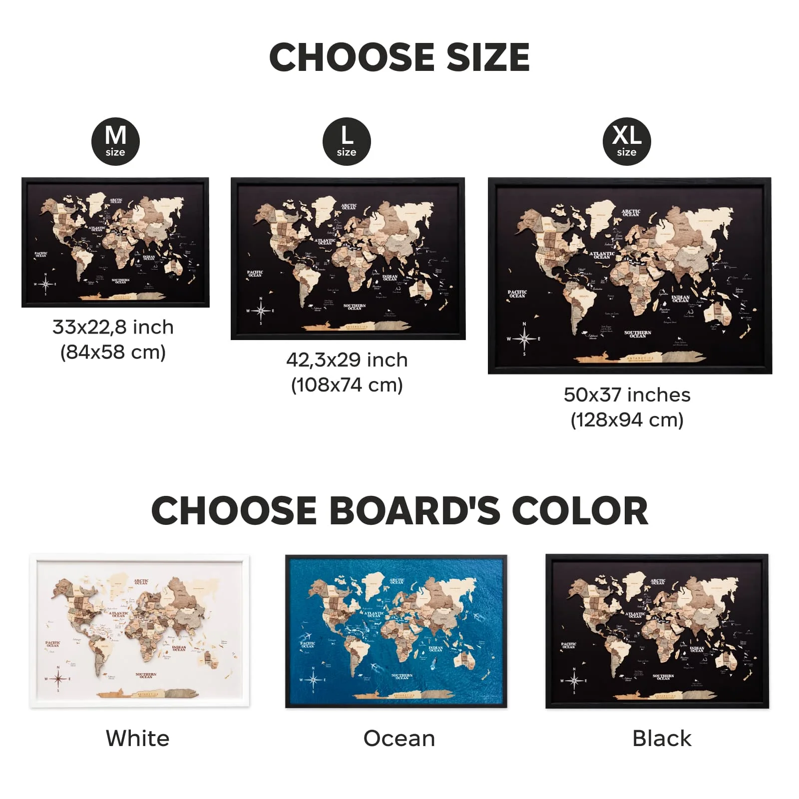 3D Wooden Panel World Map - Smokey - Image 15
