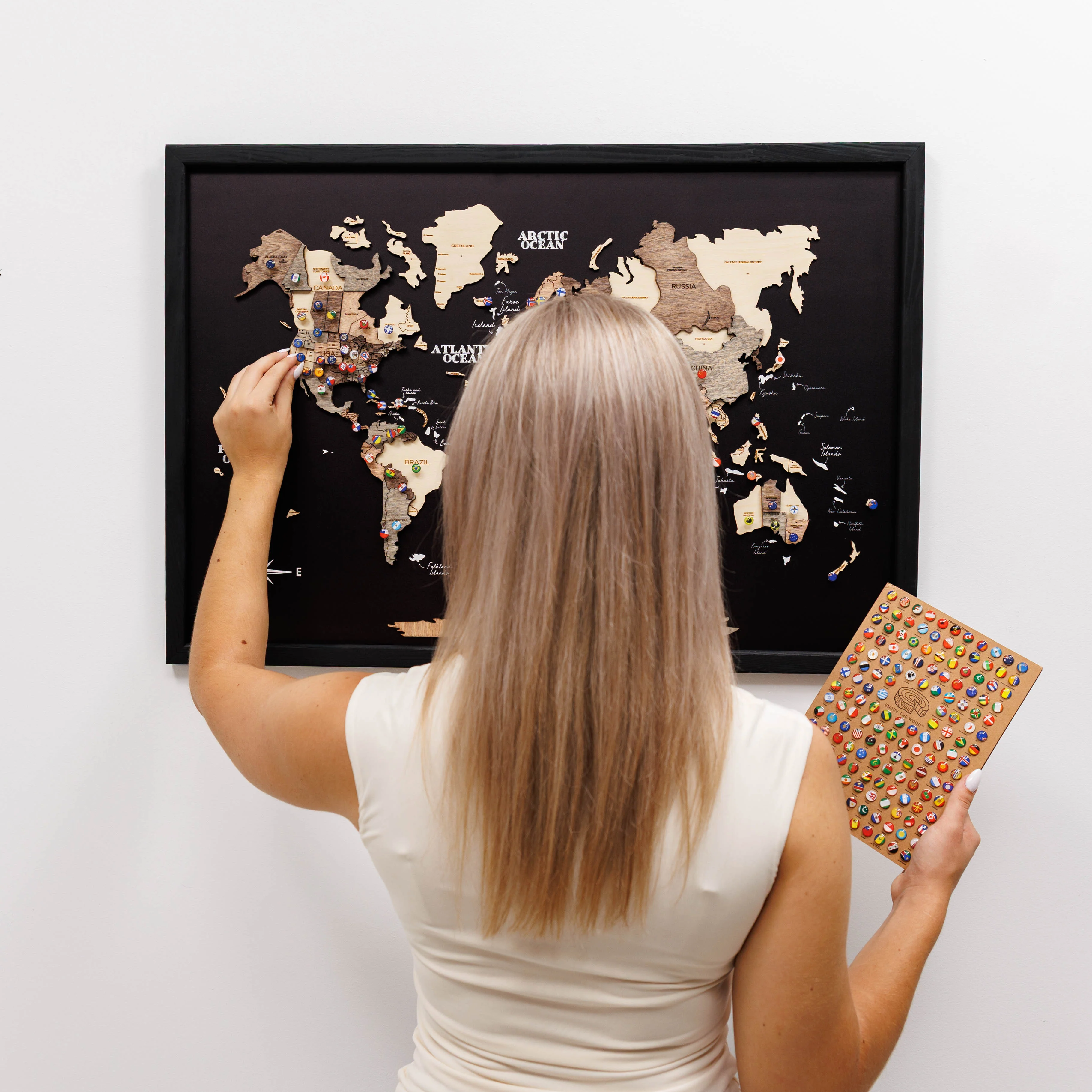 3D Wooden Panel World Map - Smokey - Image 8