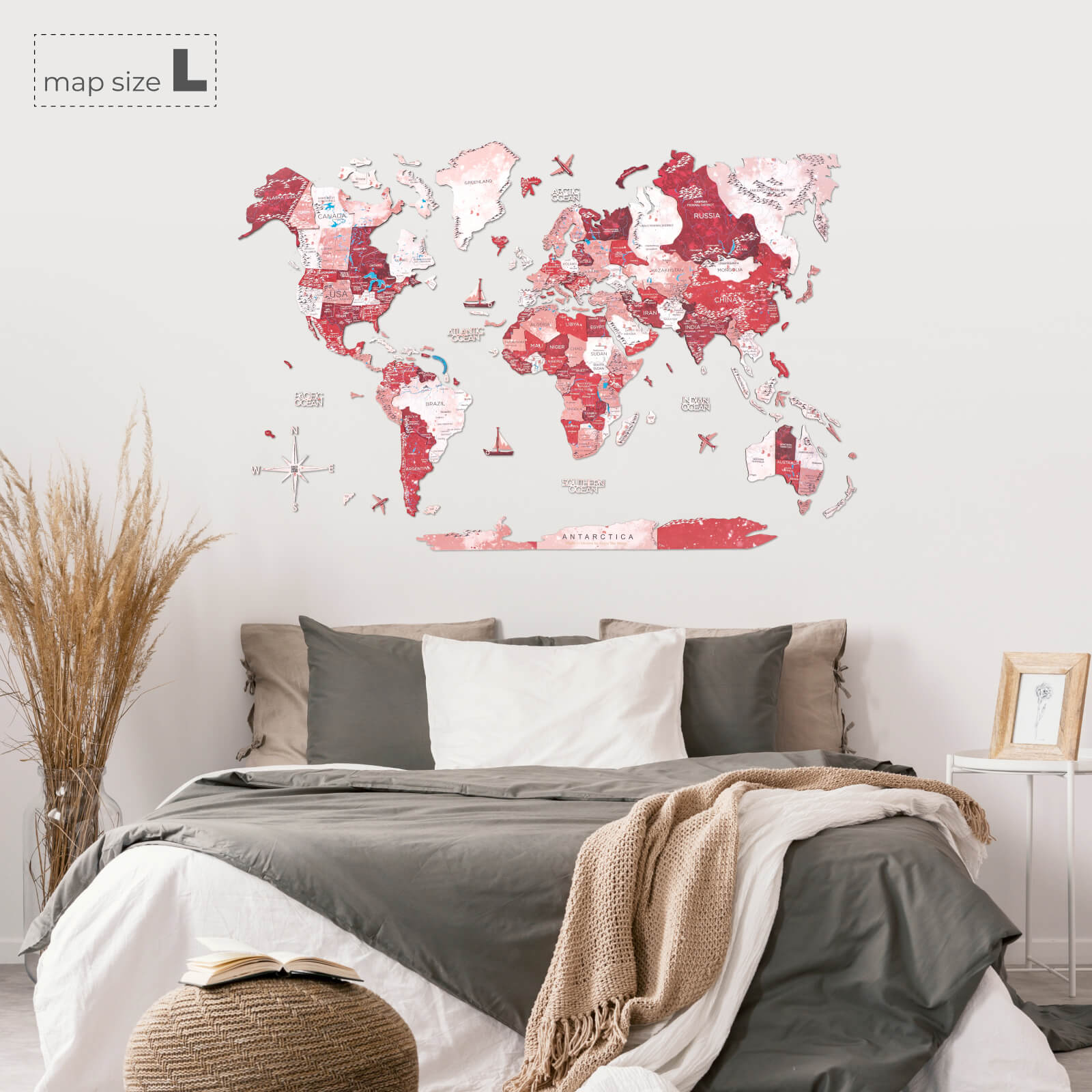3D Wooden World Map Volcano - Image 4