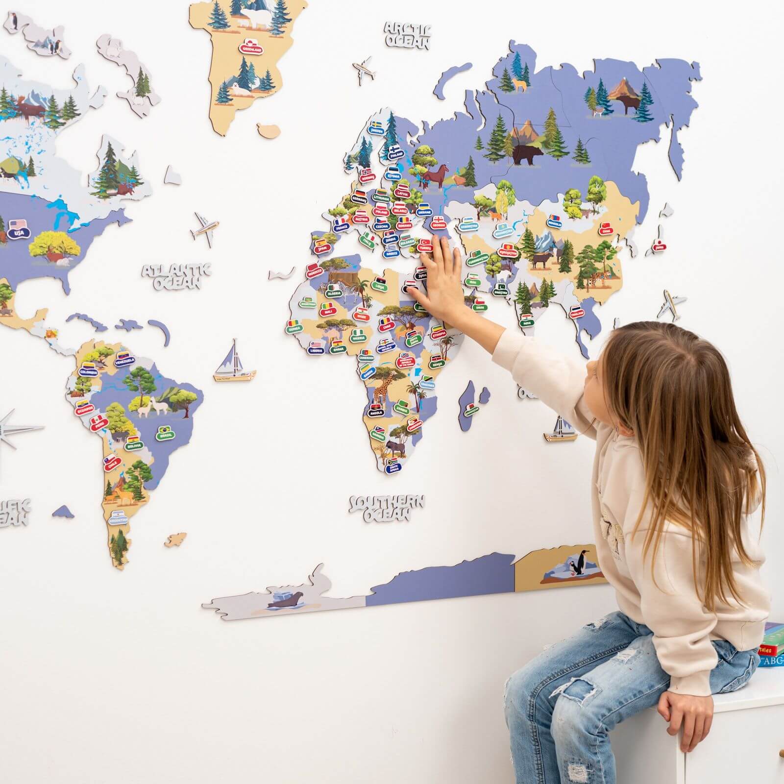 Animal World Map Indigo - Image 13