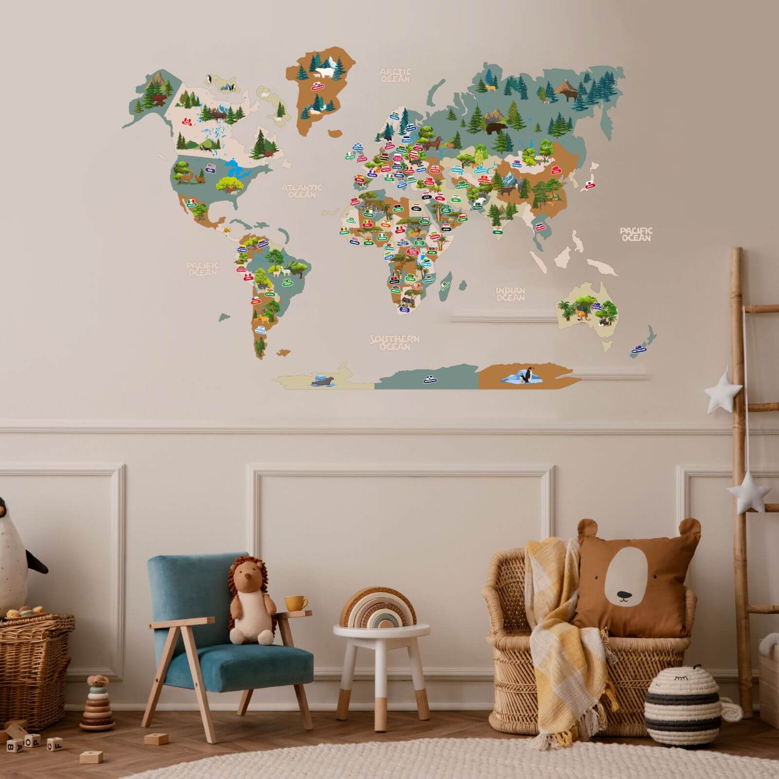 Animal World Map Indigo - Image 15