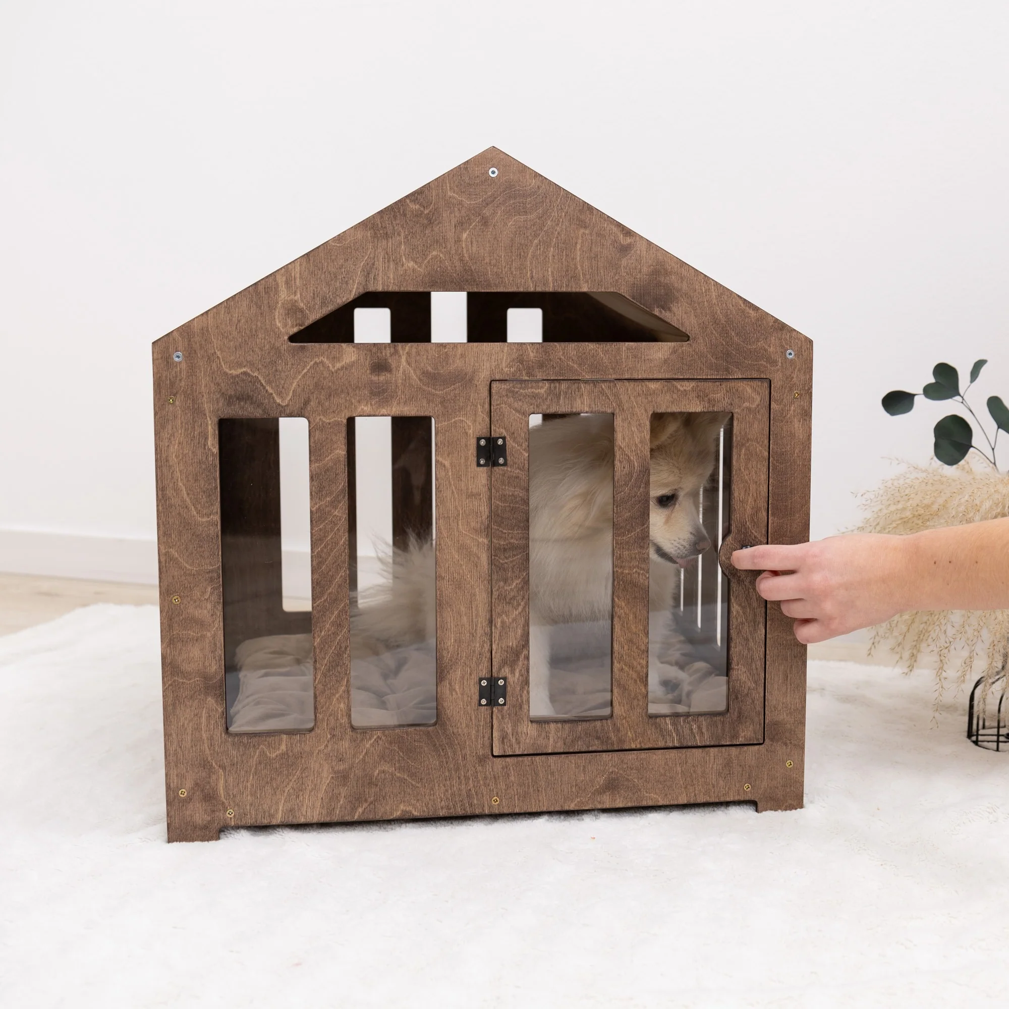 Dog House with a Fabric Roof - Dark Walnut - Image 13