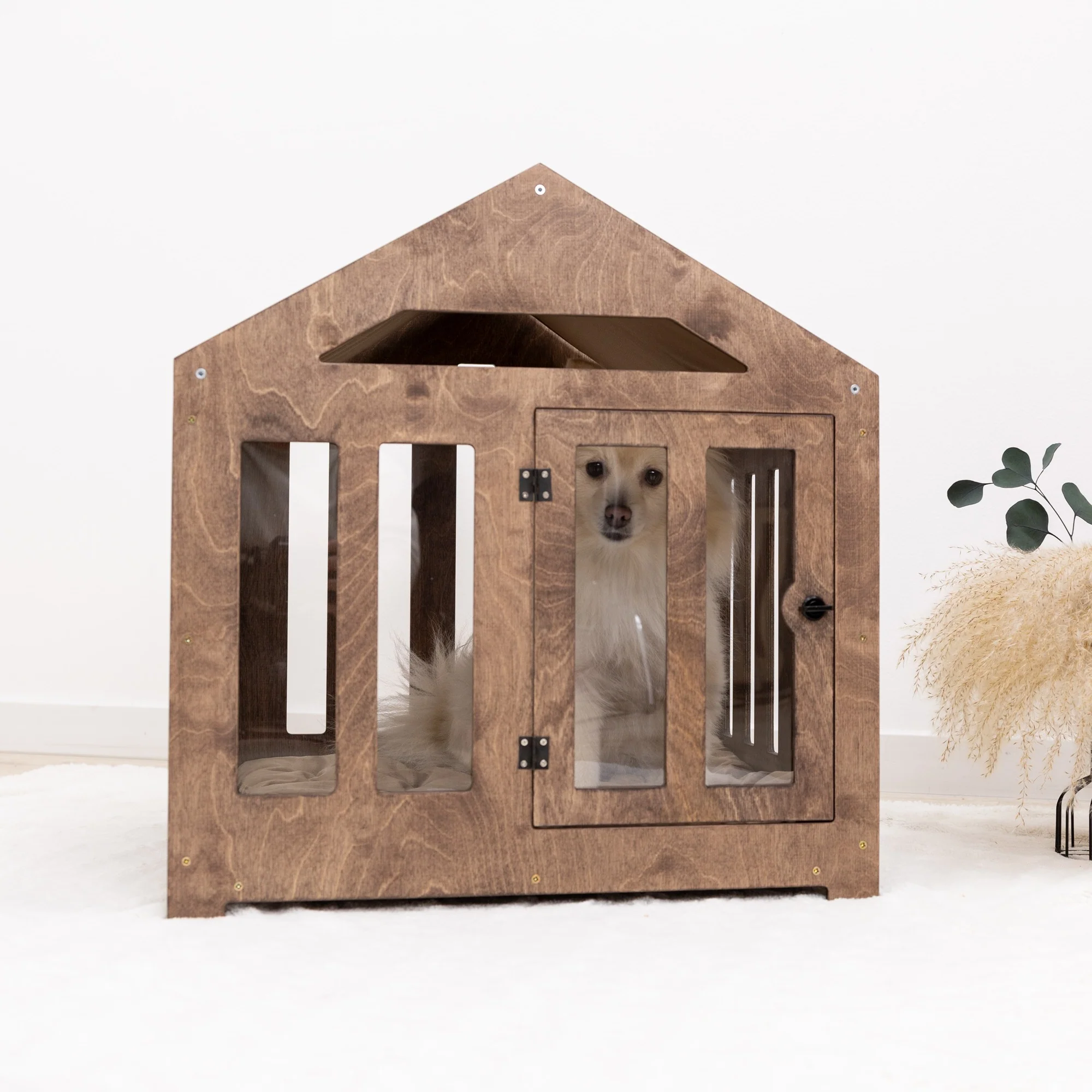 Dog House with a Fabric Roof - Dark Walnut - Image 15