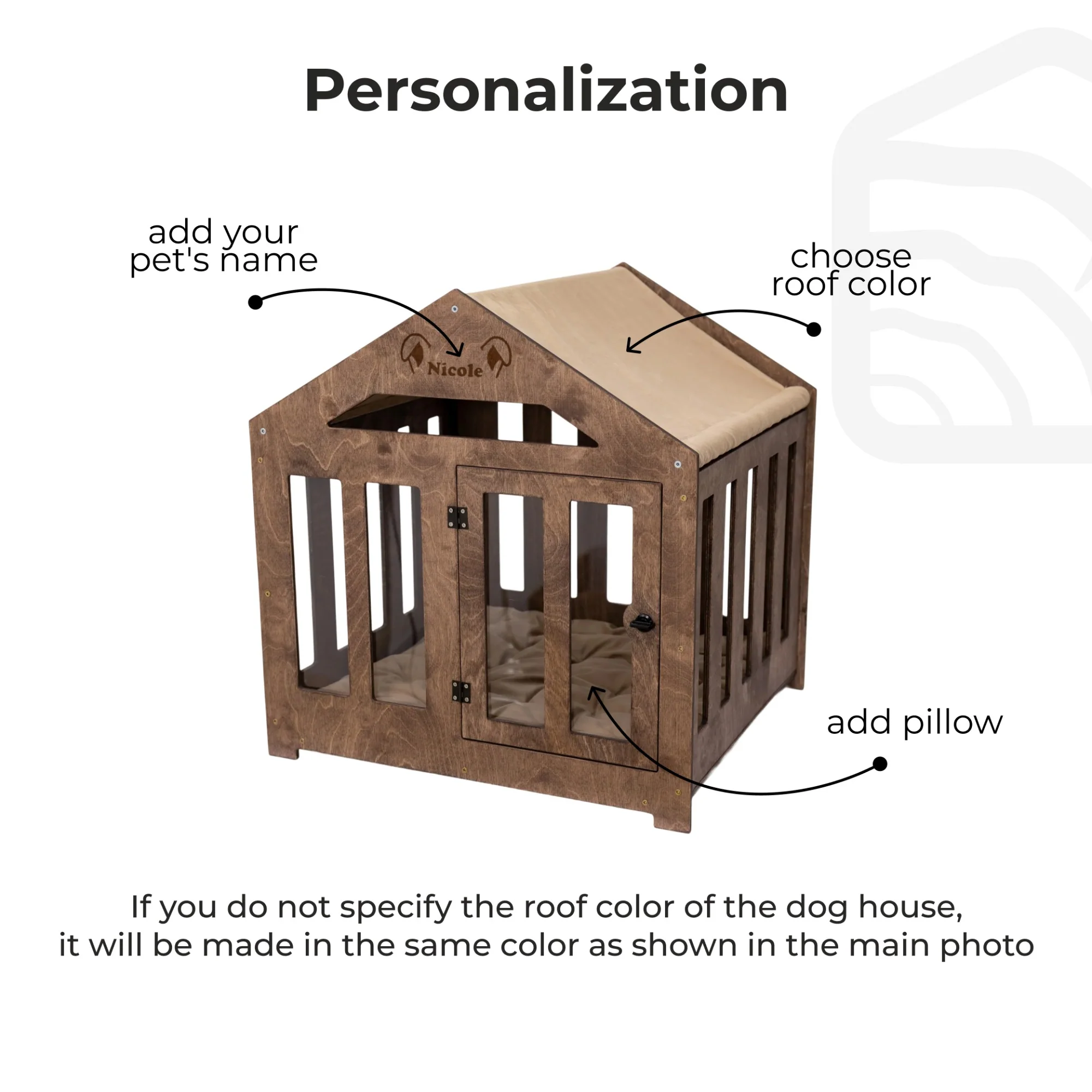 Dog House with a Fabric Roof - Dark Walnut - Image 16