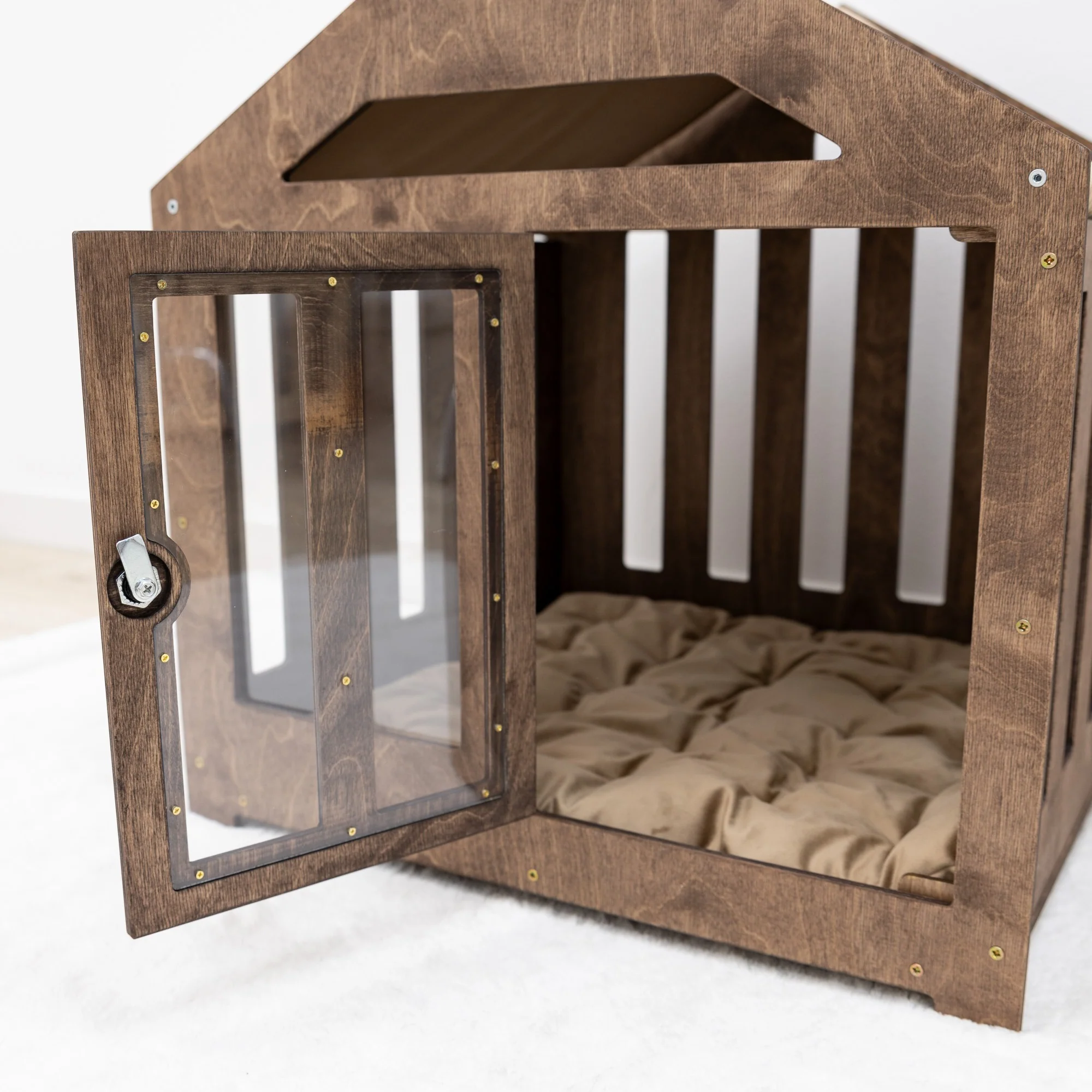 Dog House with a Fabric Roof - Dark Walnut - Image 6