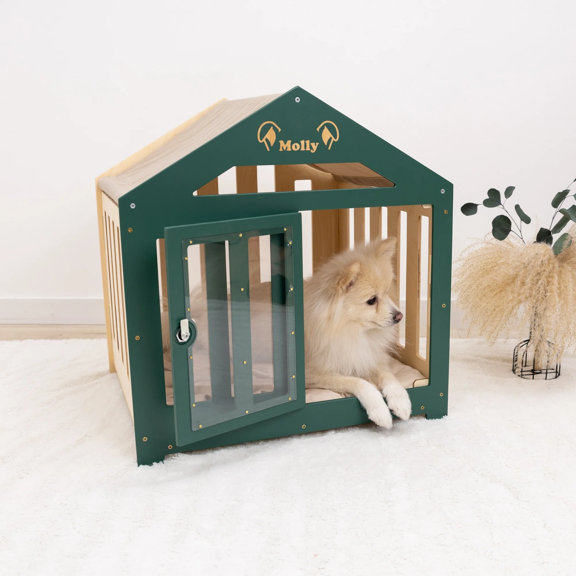 Dog House with a Fabric Roof - Green - Image 10