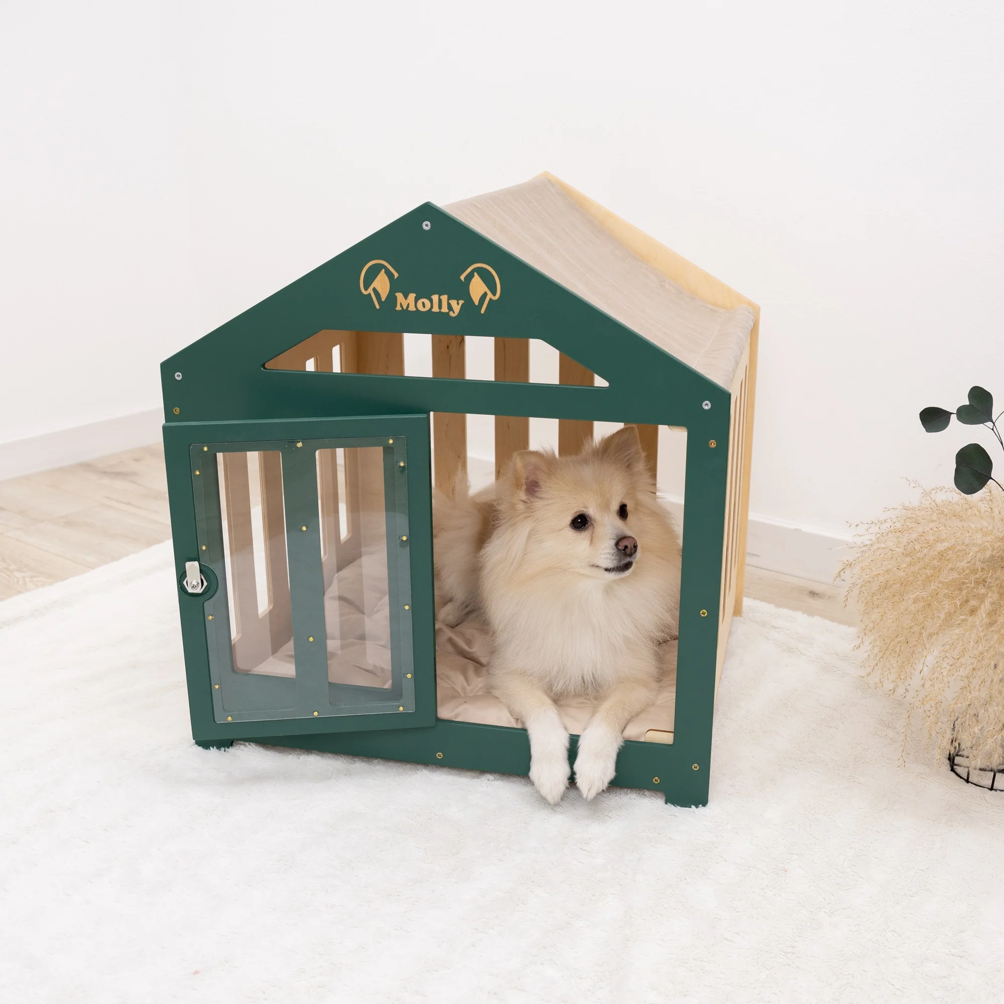 Dog House with a Fabric Roof - Green - Image 11