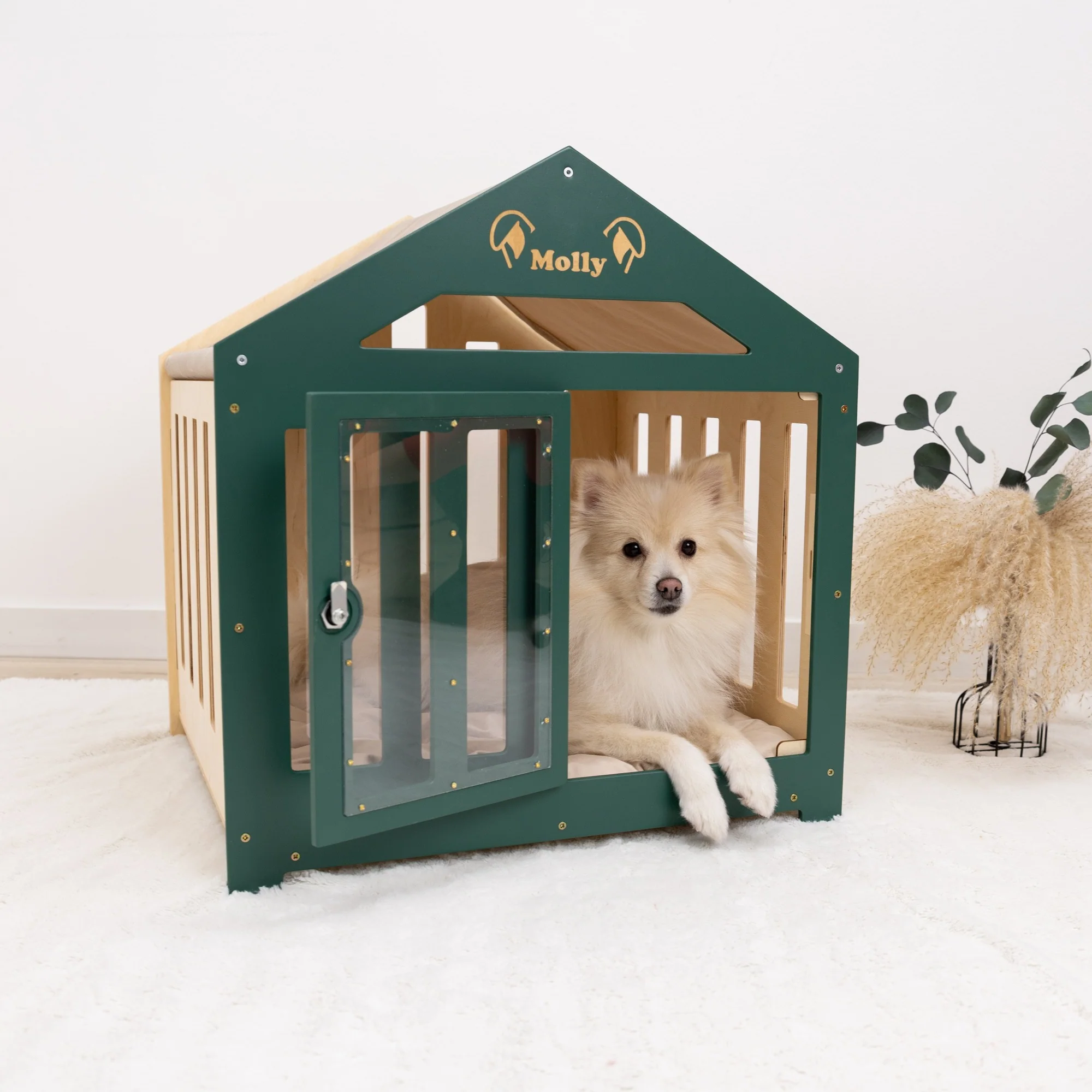 Dog House with a Fabric Roof - Green - Image 13