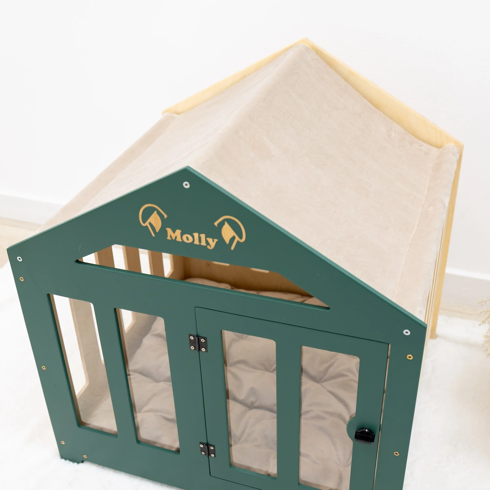 Dog House with a Fabric Roof - Green - Image 14