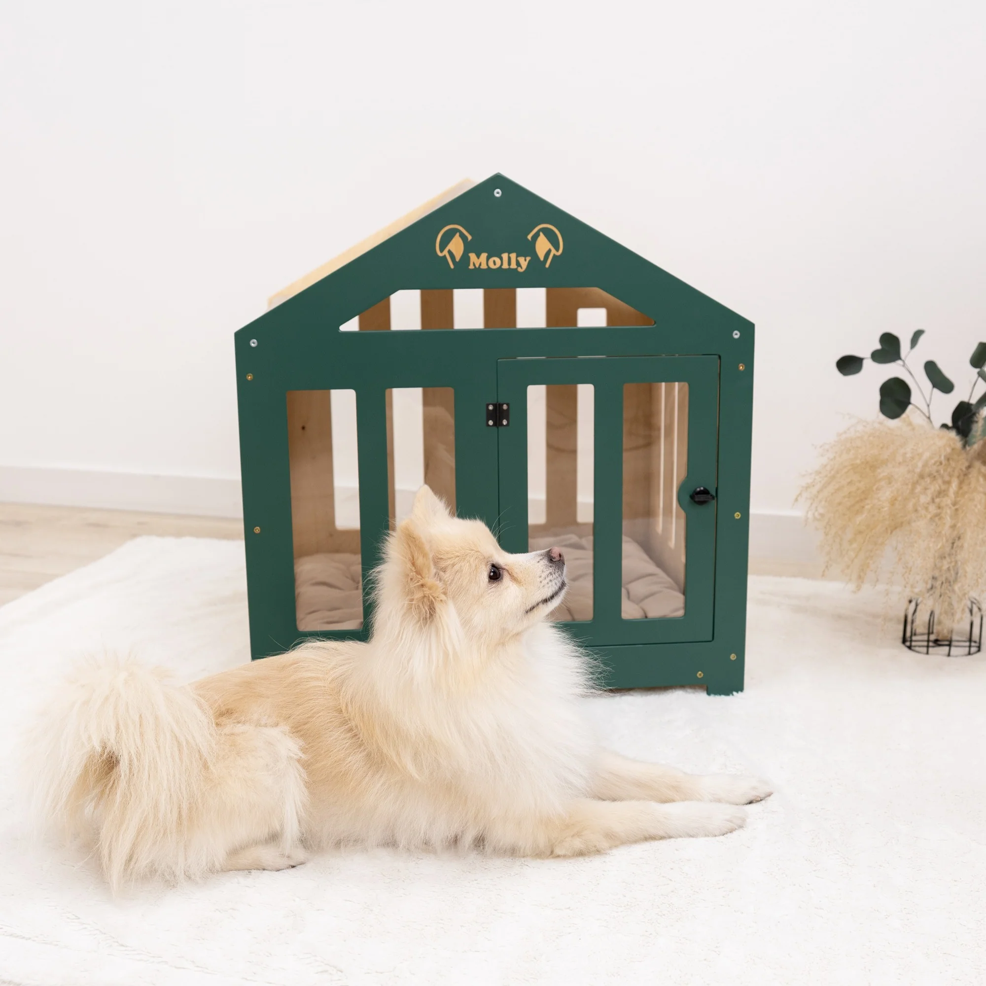 Dog House with a Fabric Roof - Green - Image 3