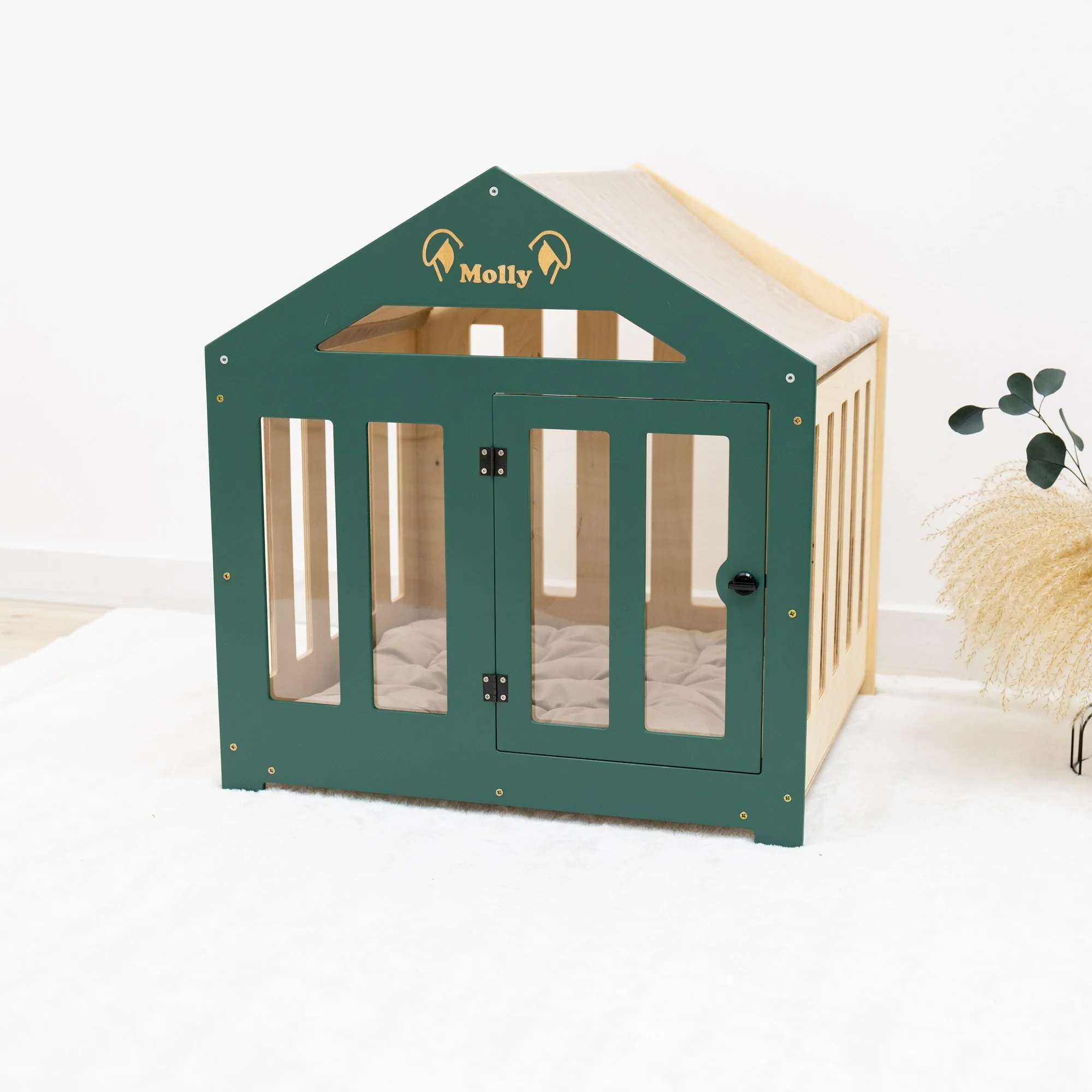 Dog House with a Fabric Roof - Green - Image 4
