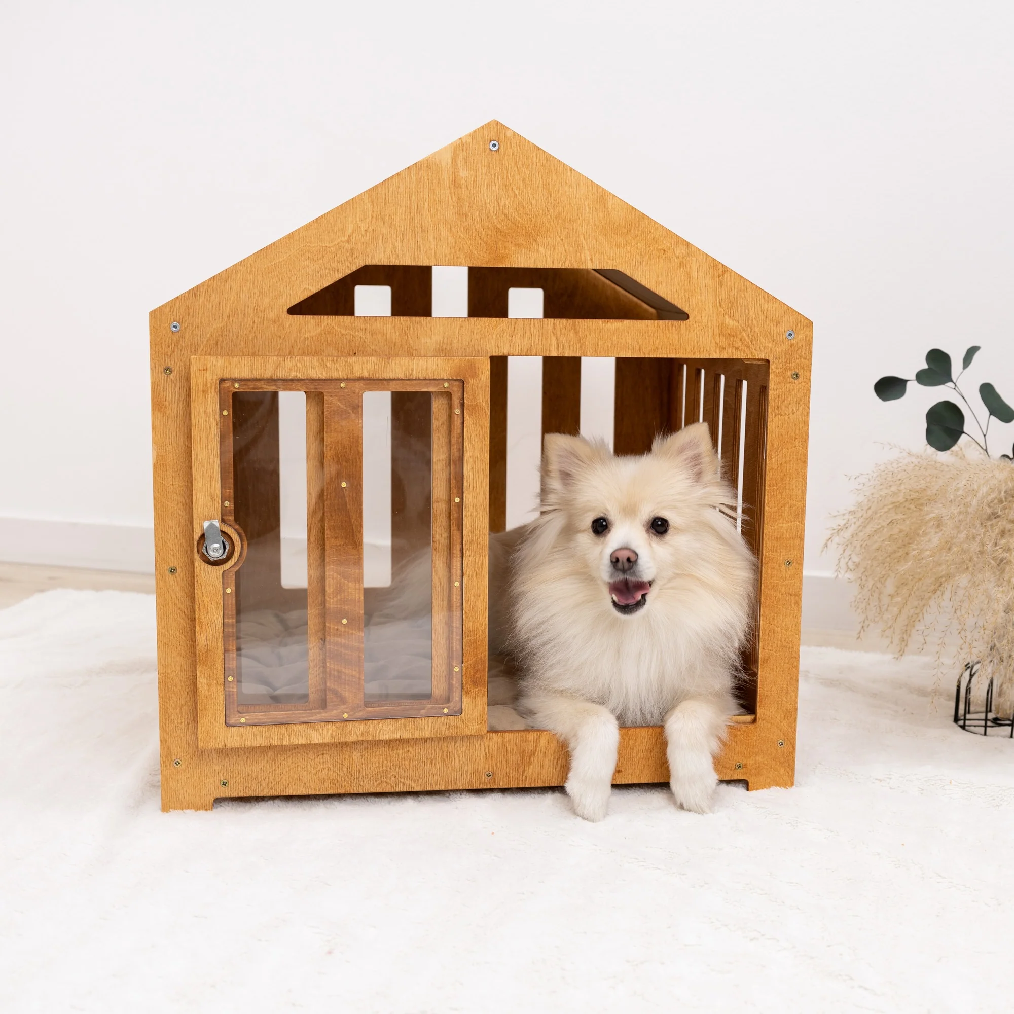 Dog House with a Fabric Roof - Oak - Image 11