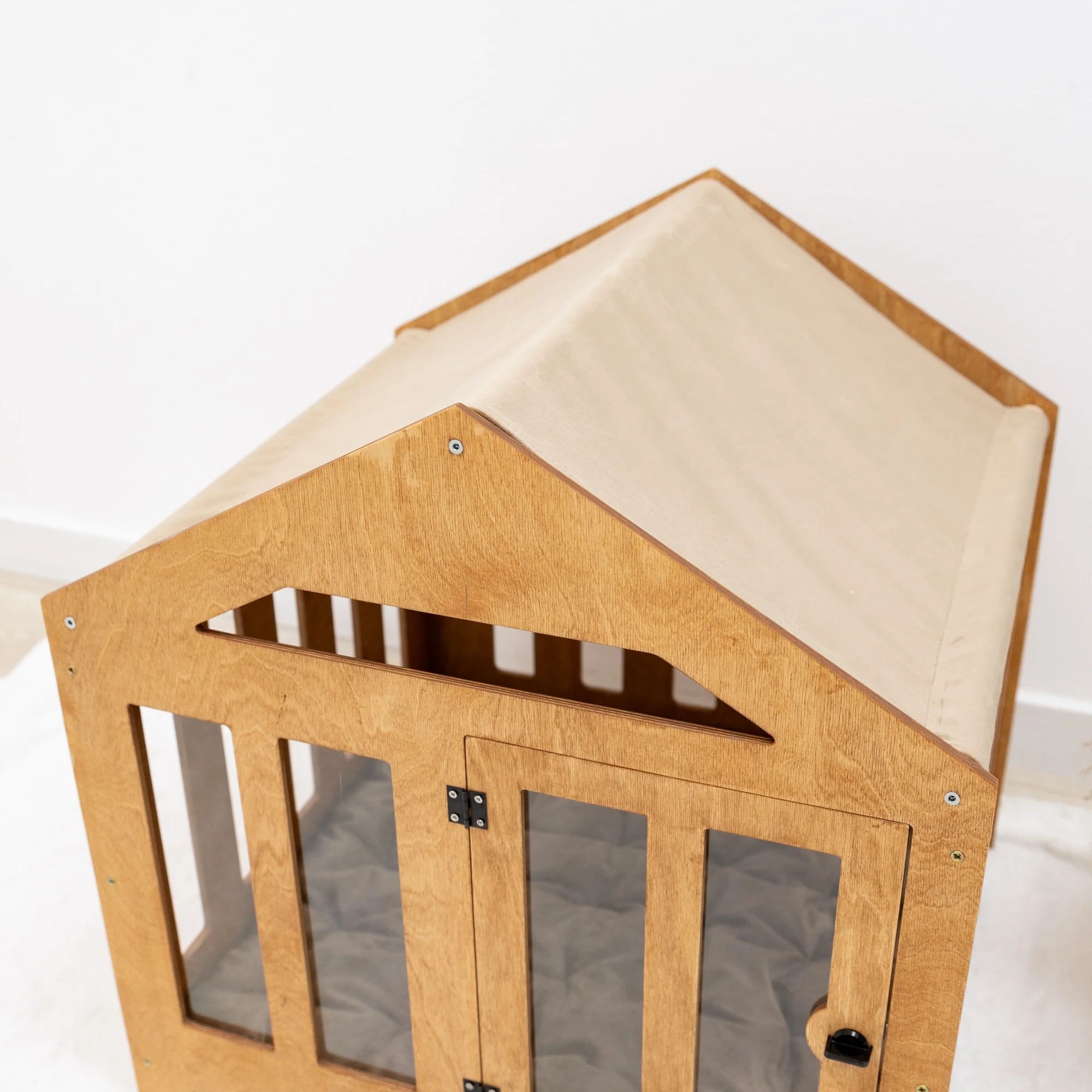 Dog House with a Fabric Roof - Oak - Image 12