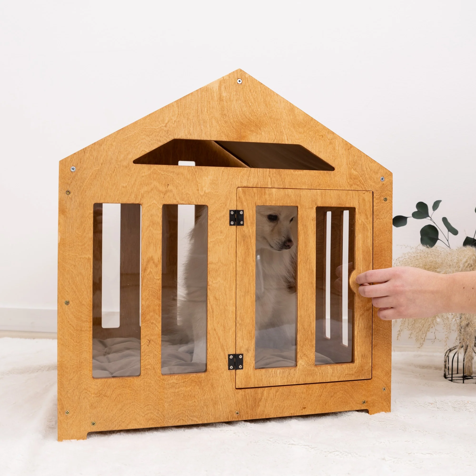 Dog House with a Fabric Roof - Oak - Image 14