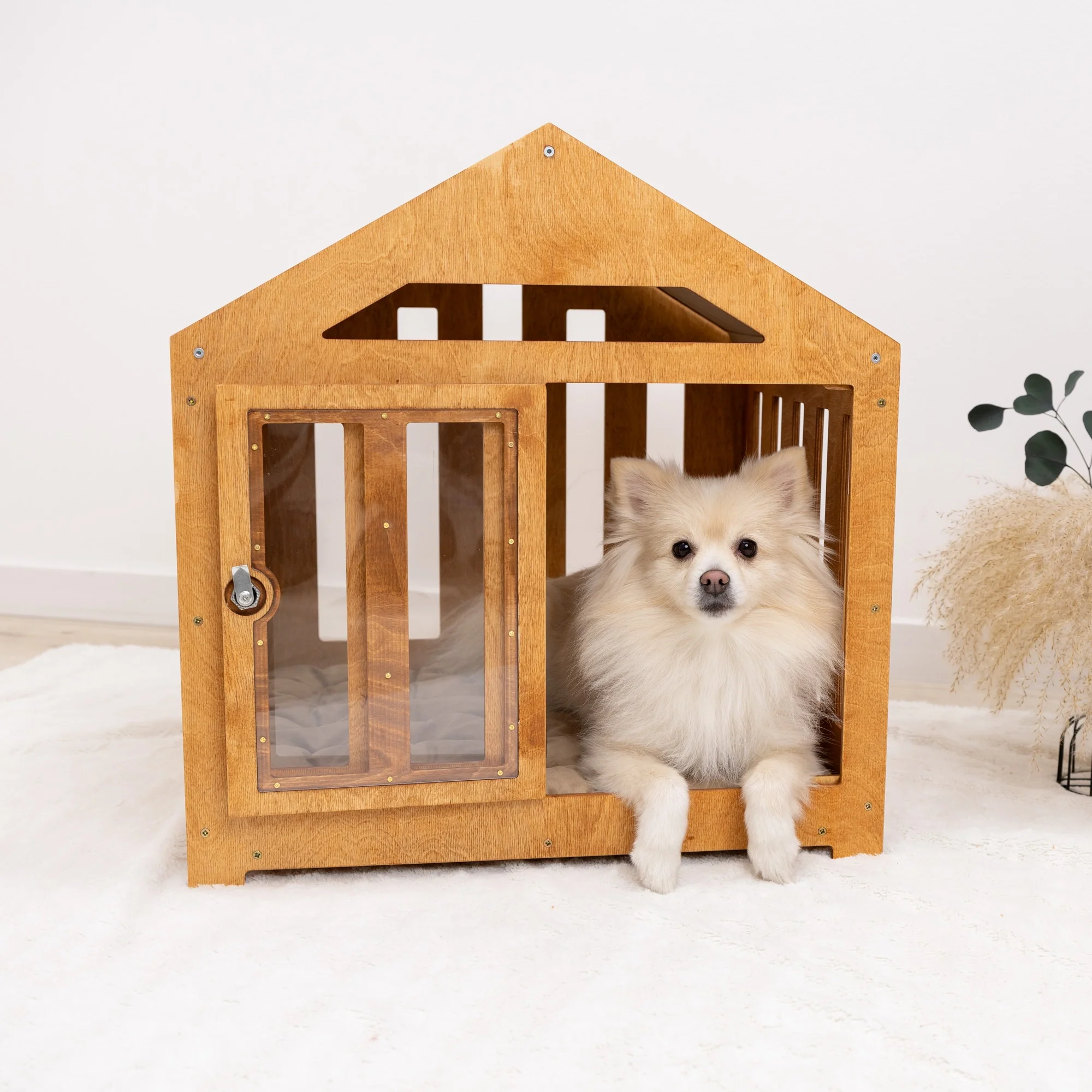 Dog House with a Fabric Roof - Oak - Image 15