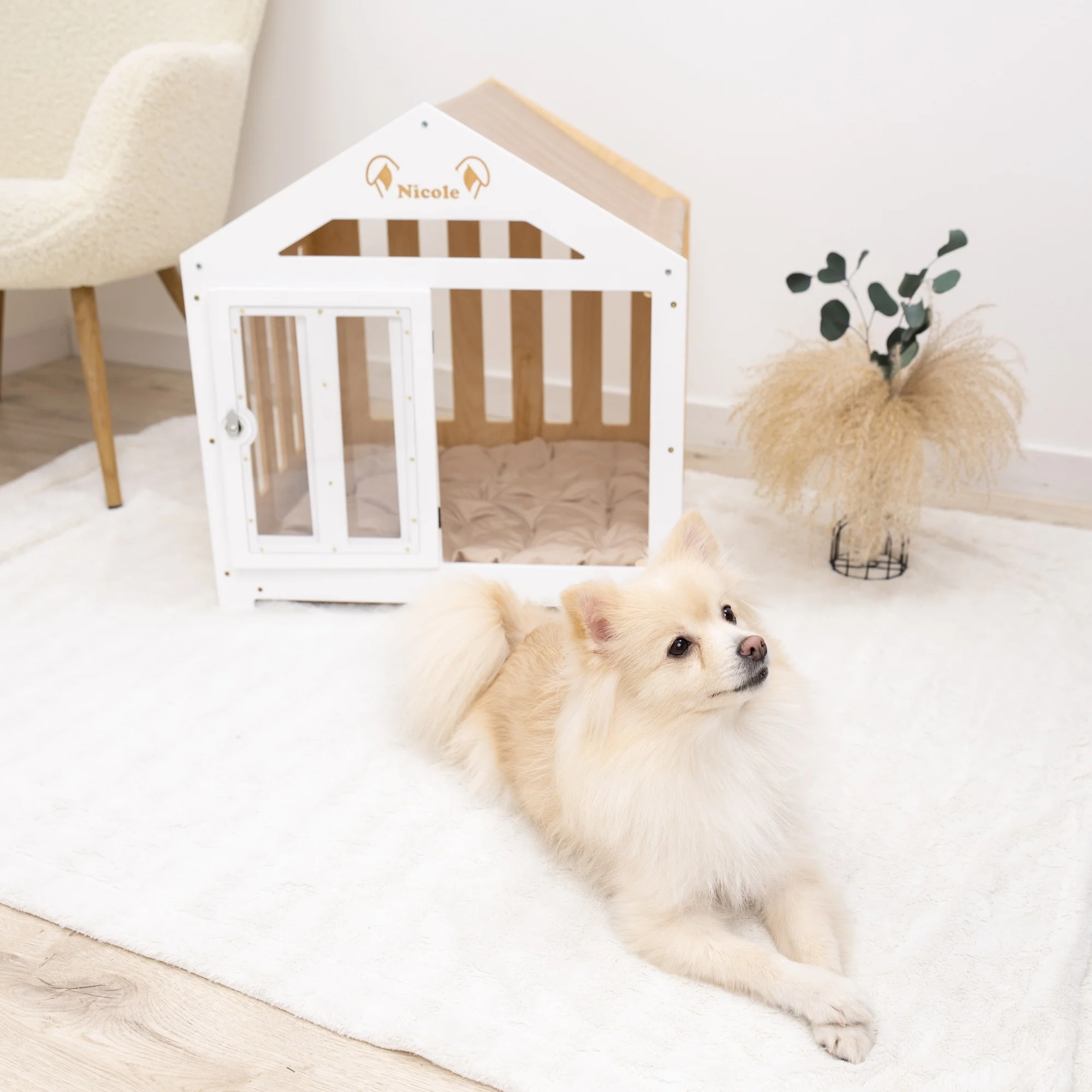 Dog House with a Fabric Roof - White - Image 7