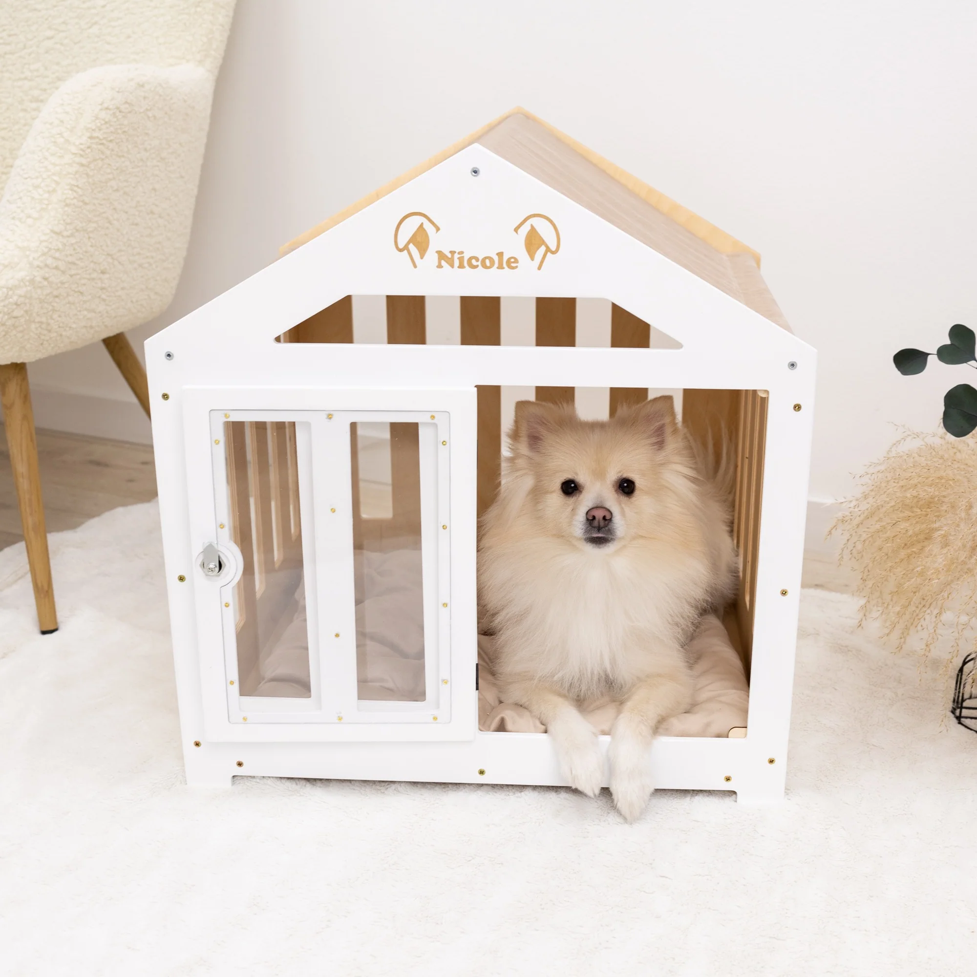 Dog House with a Fabric Roof - White - Image 9