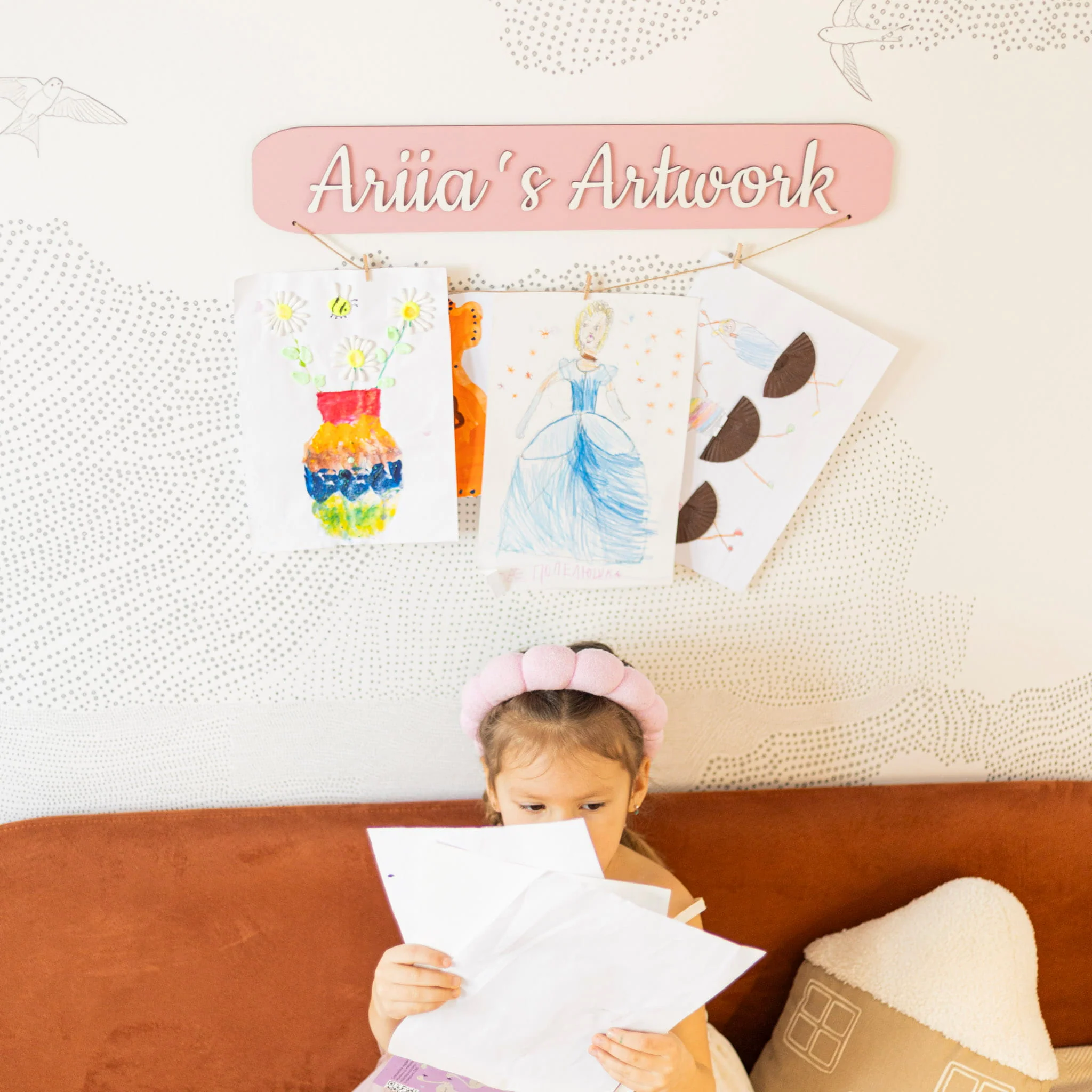 Kids Art Display Wall - Pink - Image 6