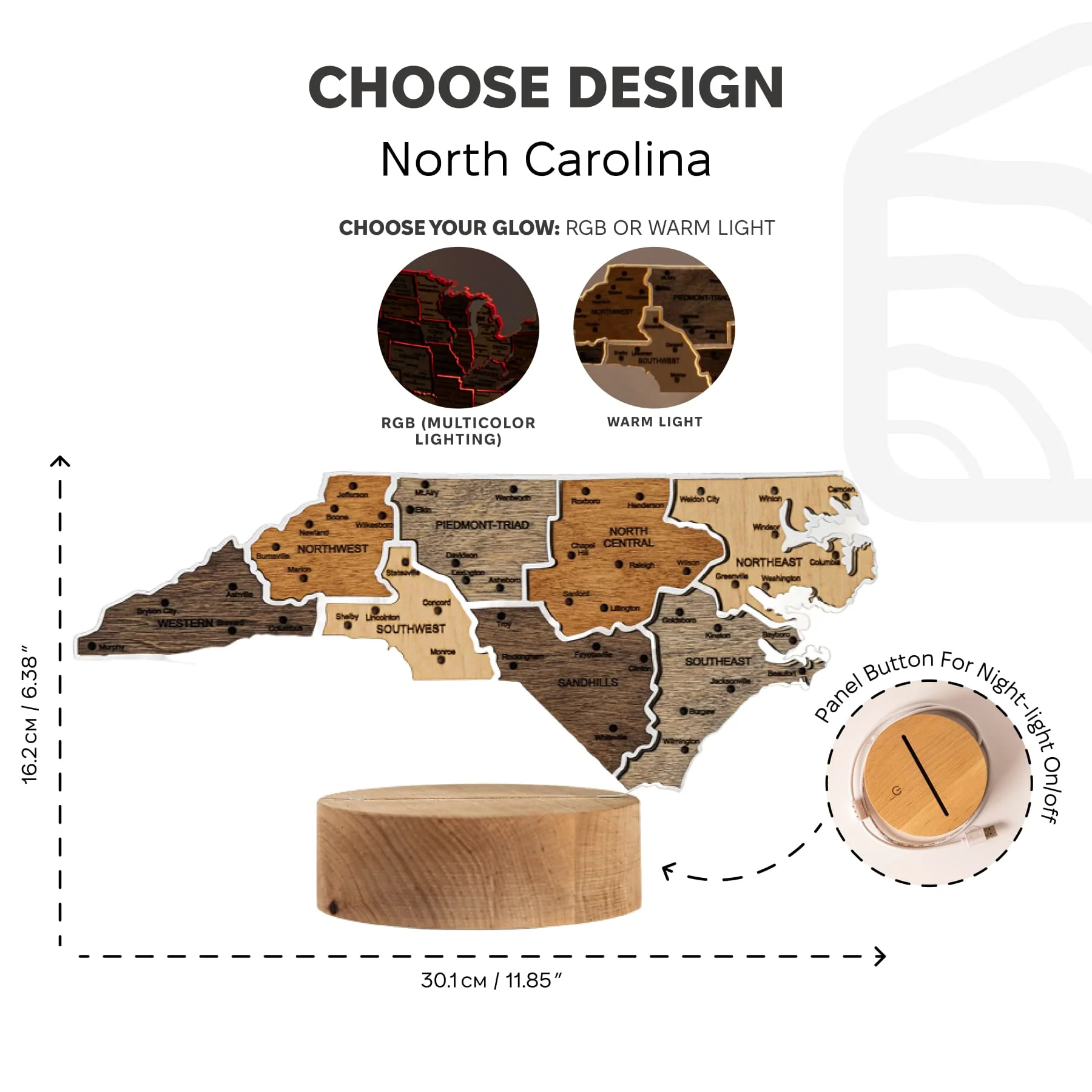 Night Light - Map of North Carolina State - Image 8