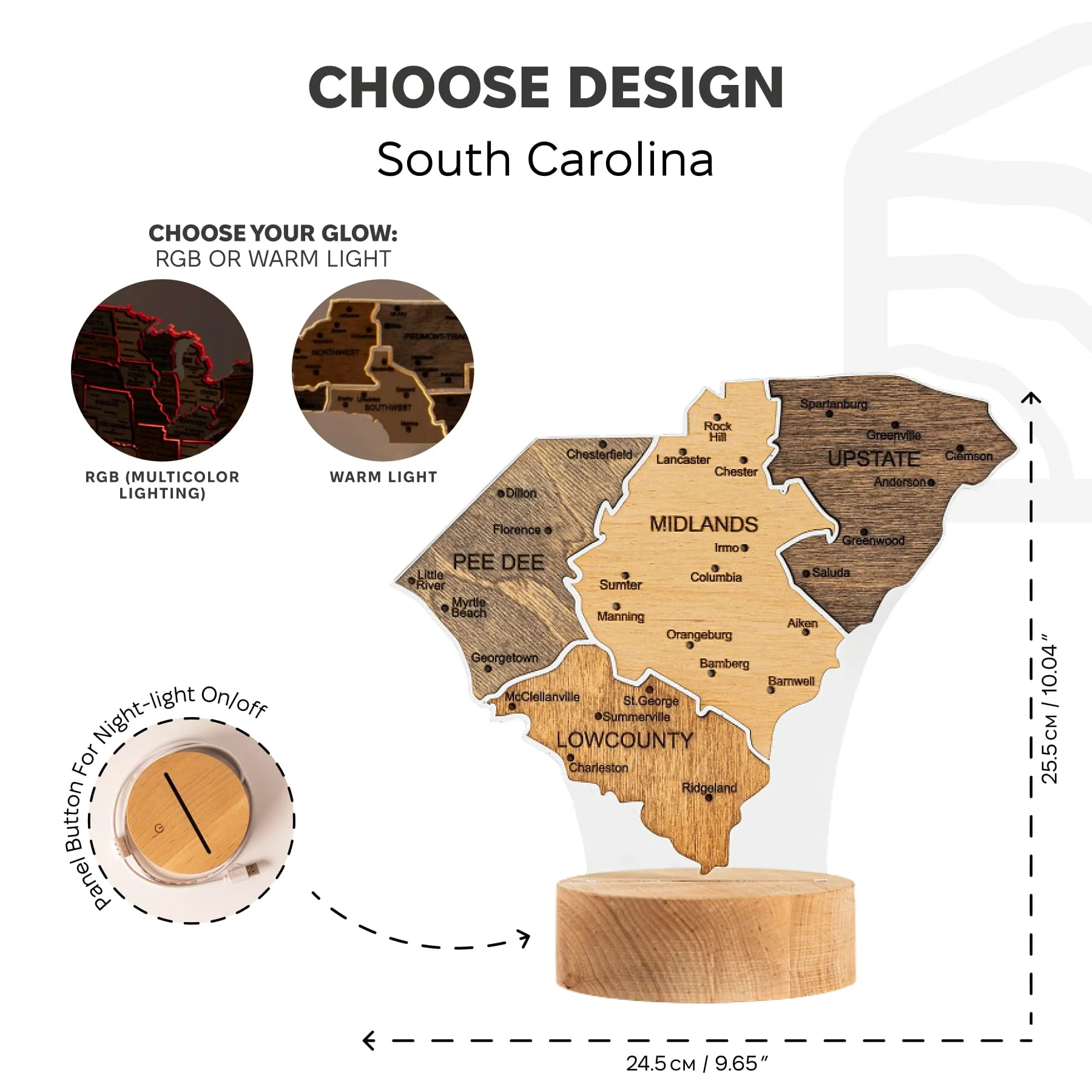 Night Light - Map of South Carolina State - Image 8