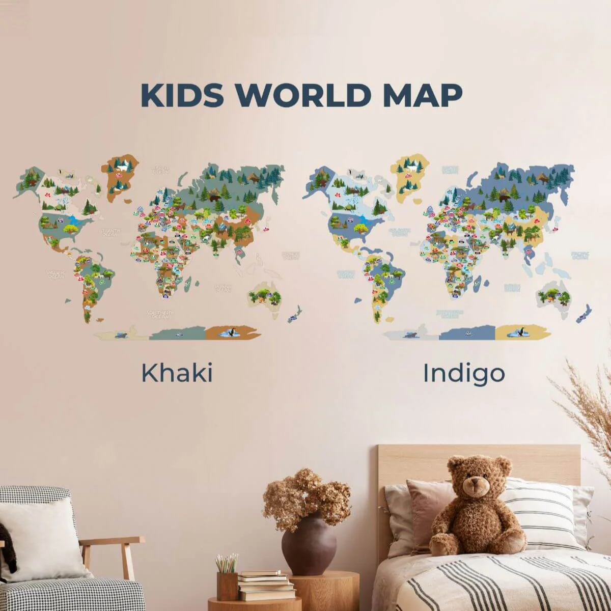 Nursery World Map Indigo - Image 12