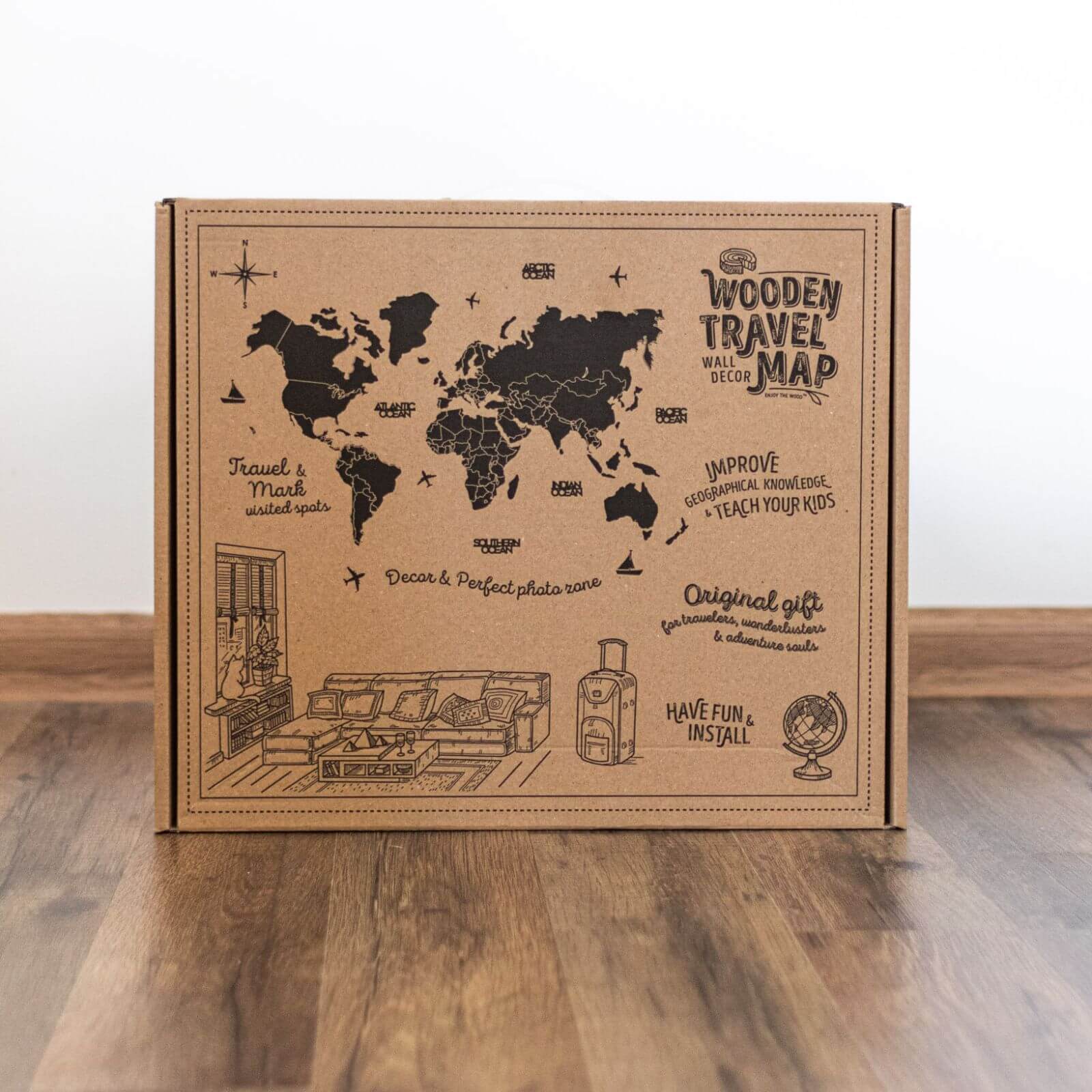 3D Solid Wooden World Map - Image 21