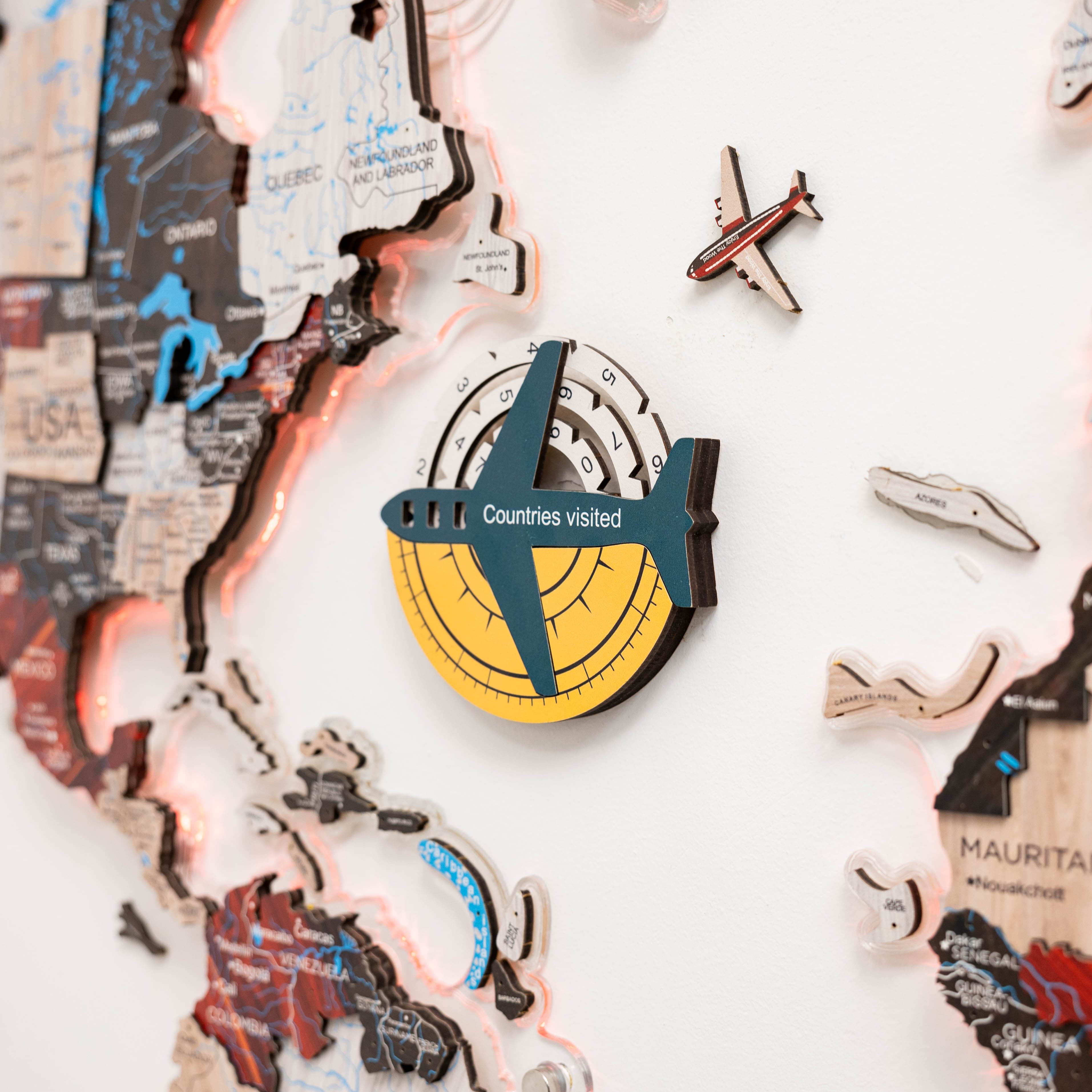 Travel Tracker 3D Colored Wooden World Map - Country - Image 2