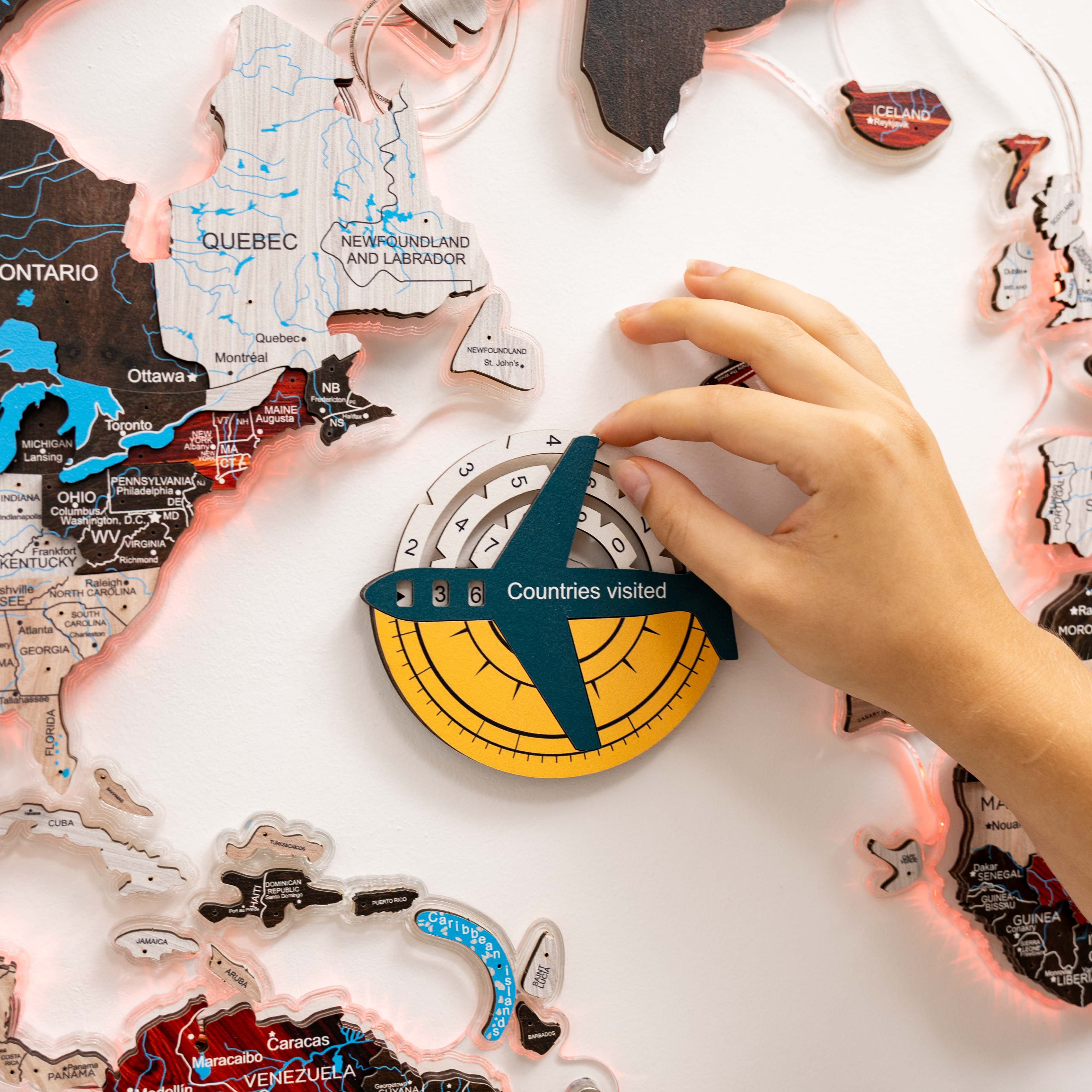 Travel Tracker 3D Colored Wooden World Map - Country - Image 6