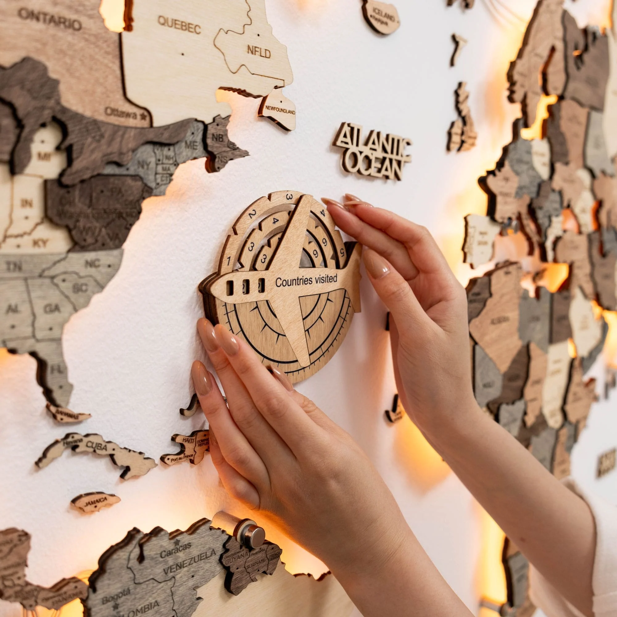 Travel Tracker 3D Wooden World Map - Image 3