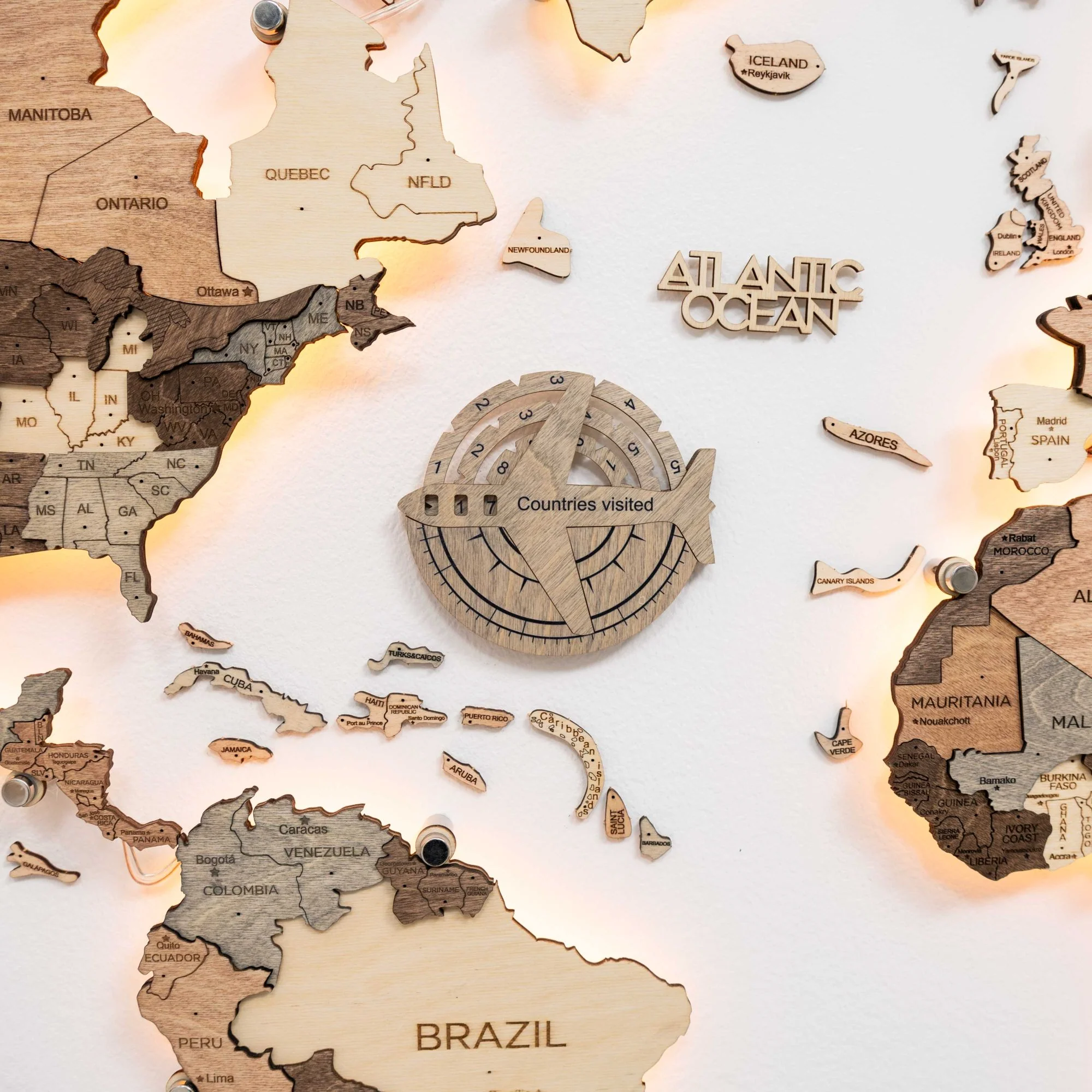 Travel Tracker 3D Wooden World Map - Image 5