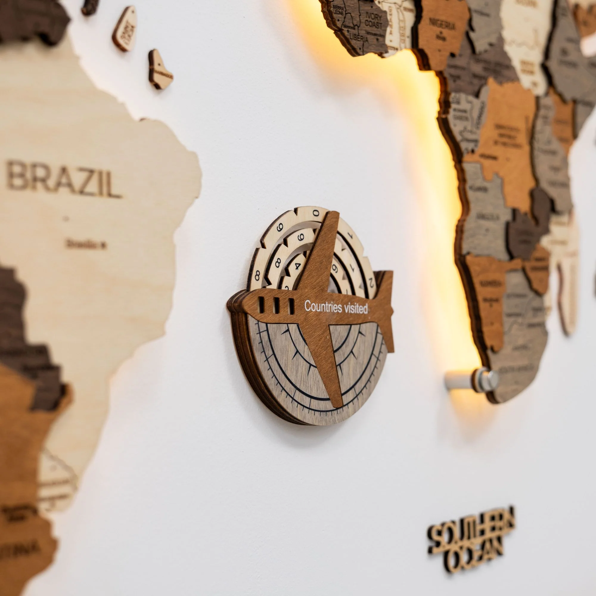 Travel Tracker 3D Wooden World Map - Image 7