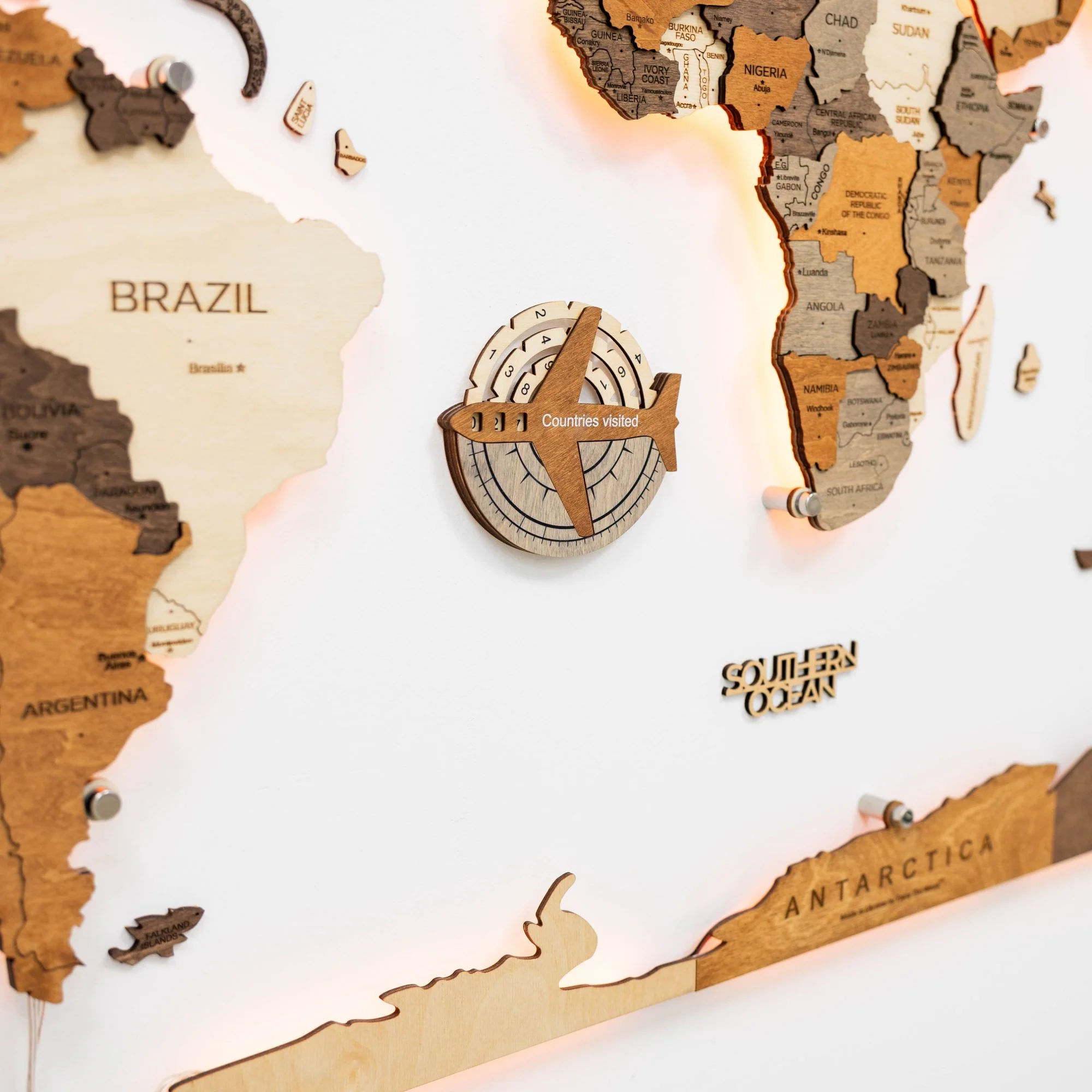 Travel Tracker 3D Wooden World Map - Image 8