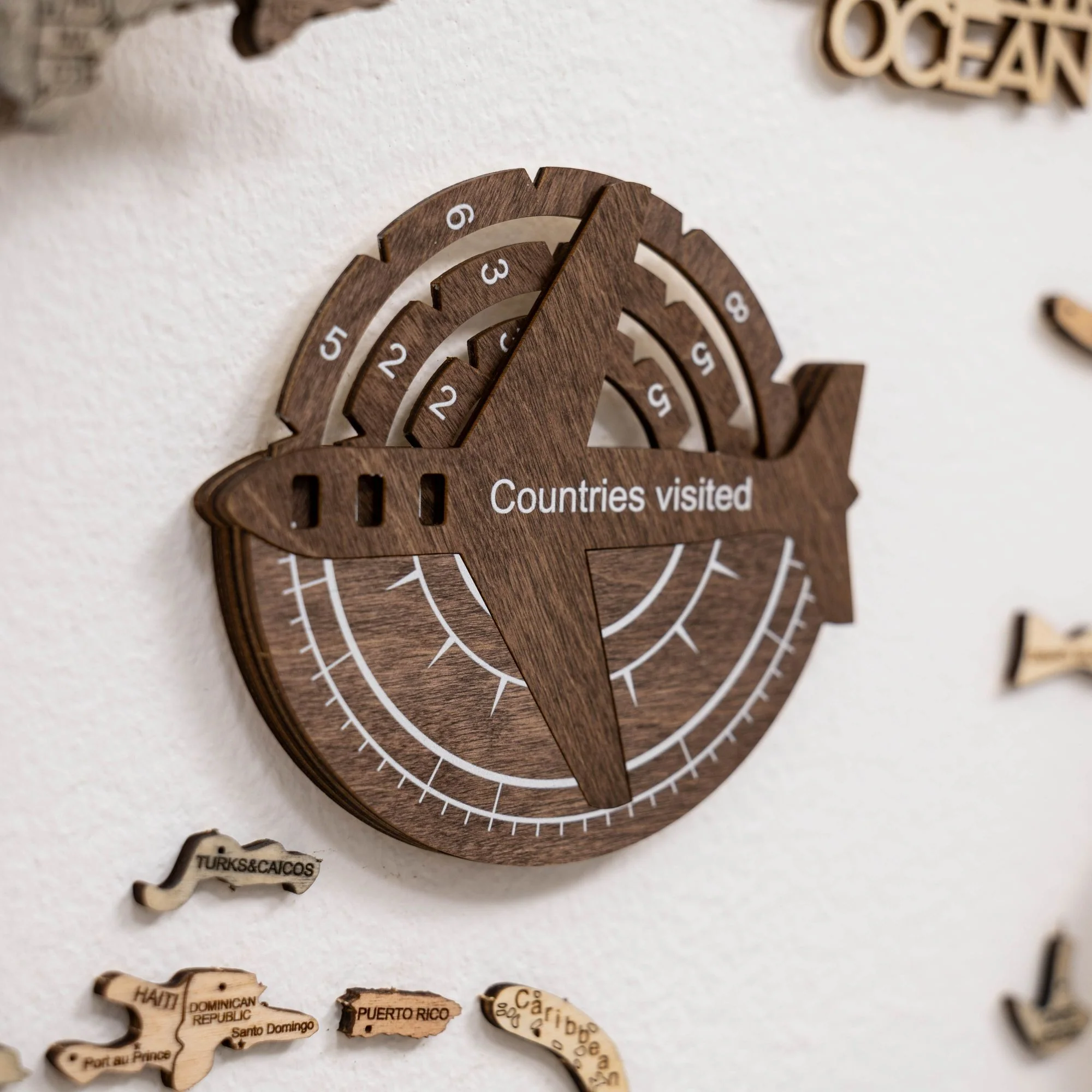 Travel Tracker 3D Wooden World Map – Dark Walnut  - Image 2