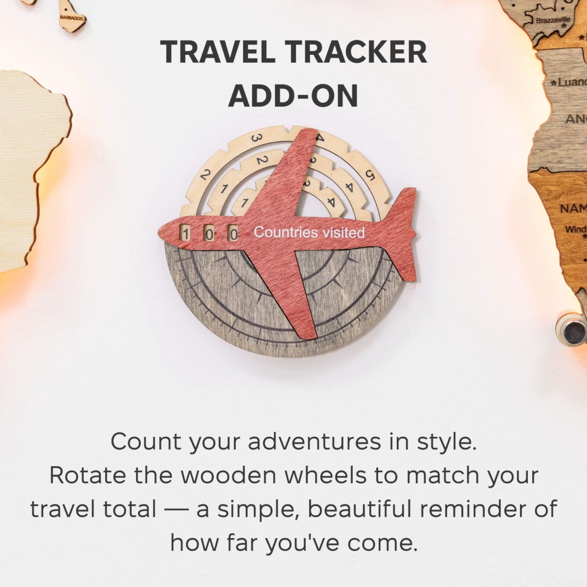 Travel Tracker 3D Wooden World Map – Fusion - Image 2